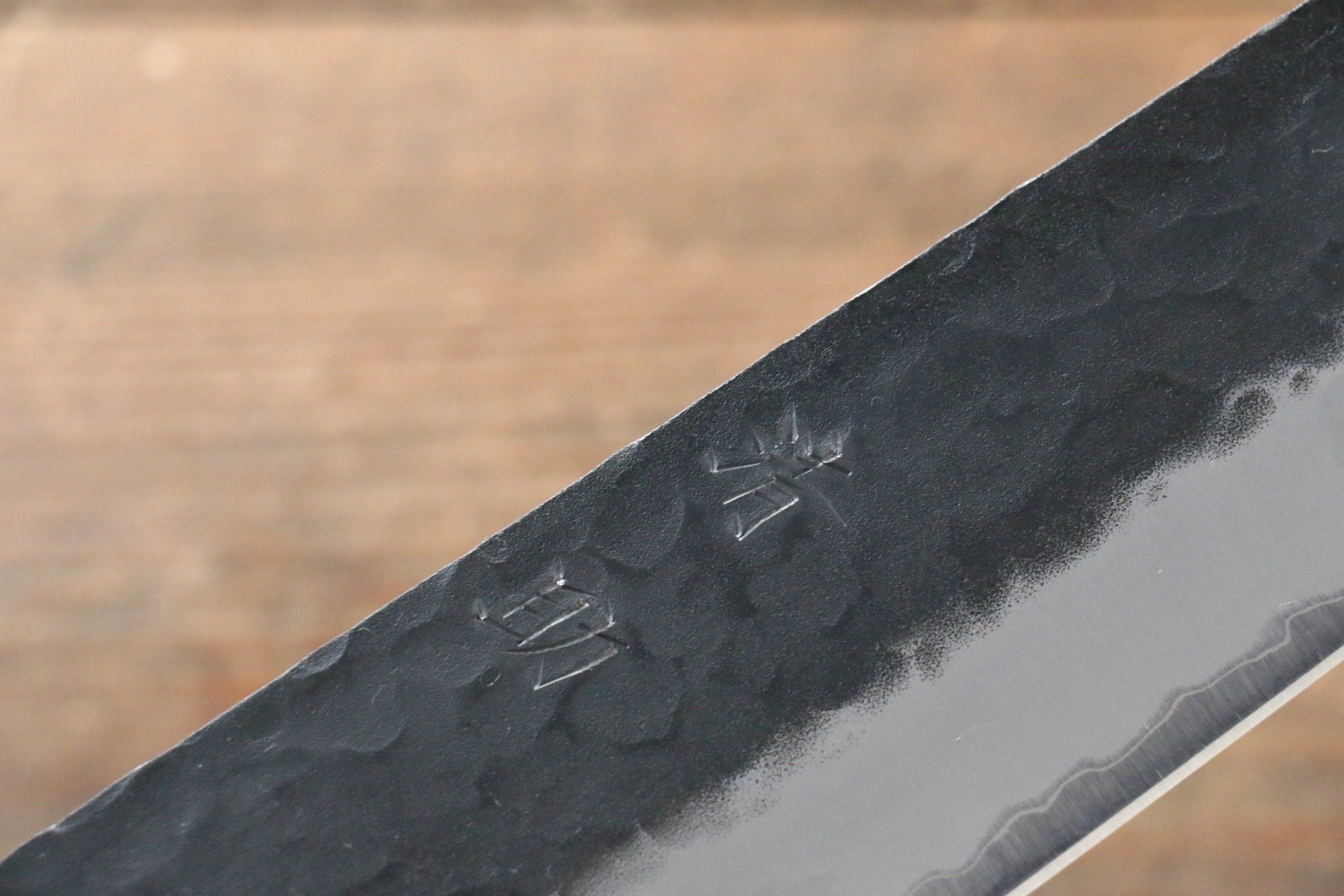 清助 黑白 超級青鋼 鎚目 黑打 切付牛刀  210mm 玻利維亞玫瑰木 握把 - 清助刃物