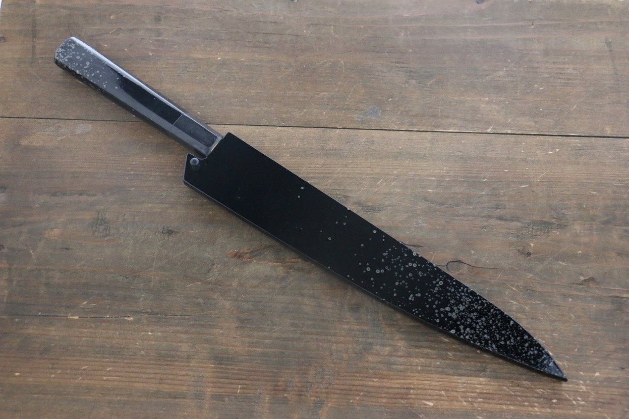 堺 孝行 AUS10 45層大馬士革紋 鎚目 筋引  240mm 銀漆塗握把 附刀鞘 - 清助刃物