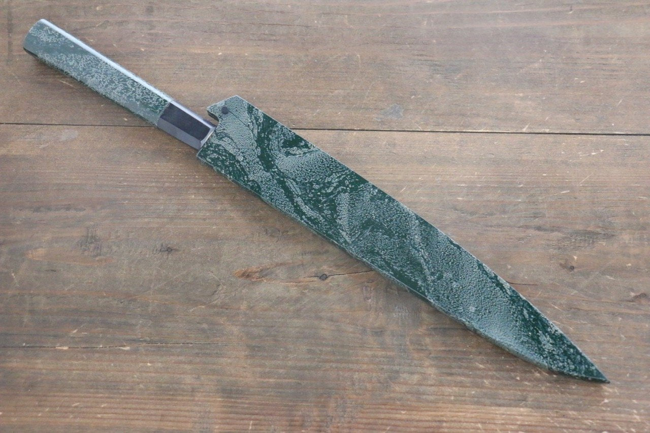 堺 孝行 AUS10 45層大馬士革紋 鎚目 筋引  240mm 綠漆塗握把 附刀鞘 - 清助刃物