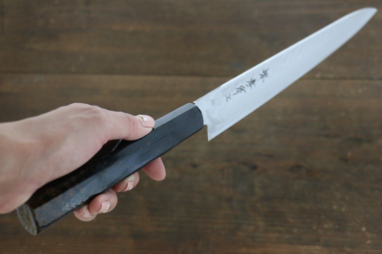 堺 孝行 AUS10 45層大馬士革紋 鎚目 筋引  240mm 金漆塗握把 附刀鞘 - 清助刃物