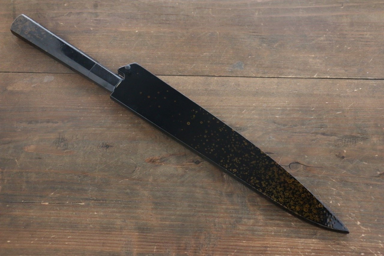 堺 孝行 AUS10 45層大馬士革紋 鎚目 筋引  240mm 金漆塗握把 附刀鞘 - 清助刃物