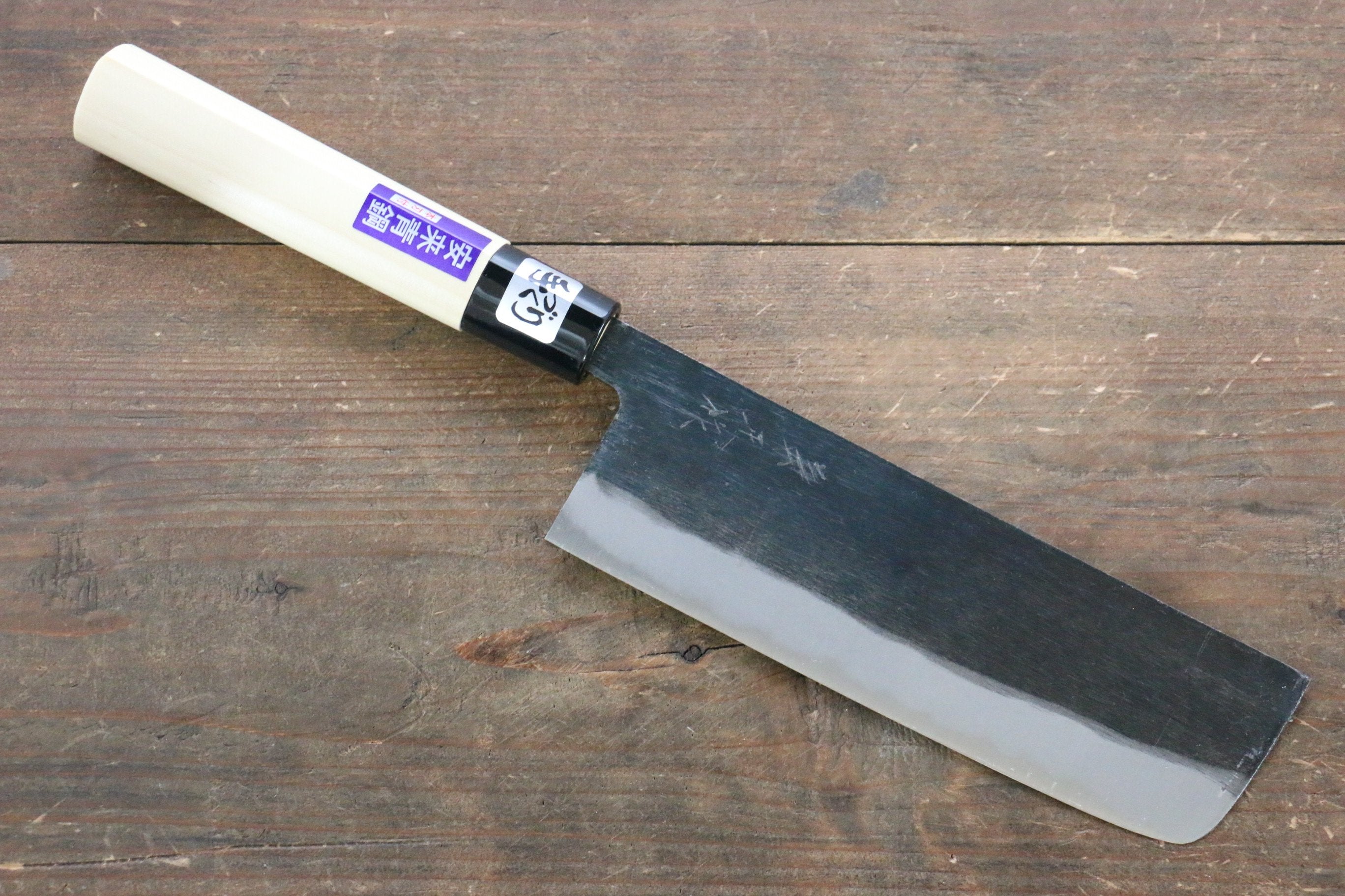 兼常 青鋼二號 黑打 菜切  165mm 木蘭 握把 - 清助刃物