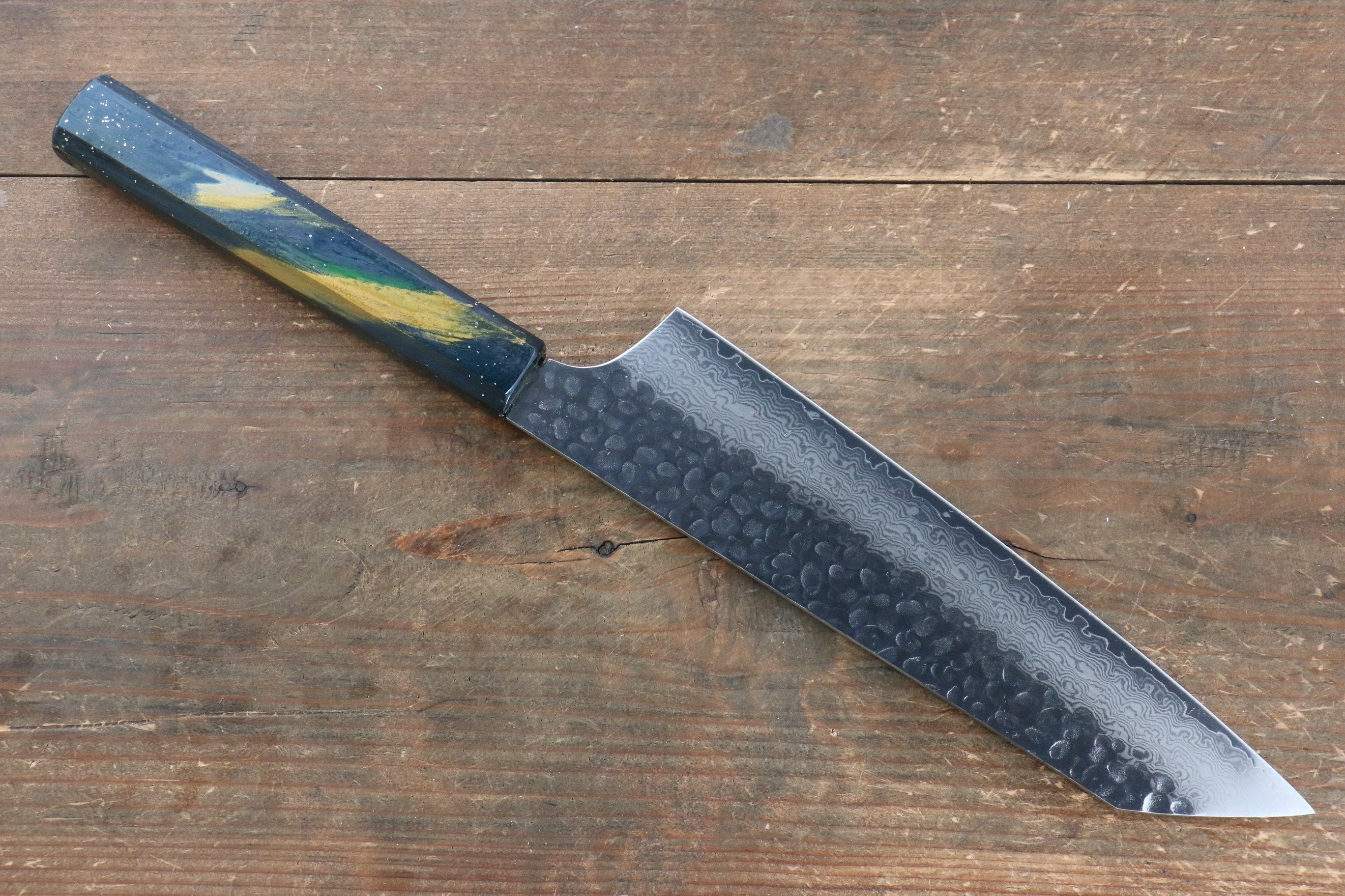 堺 孝行 VG10 33層大馬士革紋 劍型牛刀  190mm 櫟木漆塗（彩石）握把 - 清助刃物