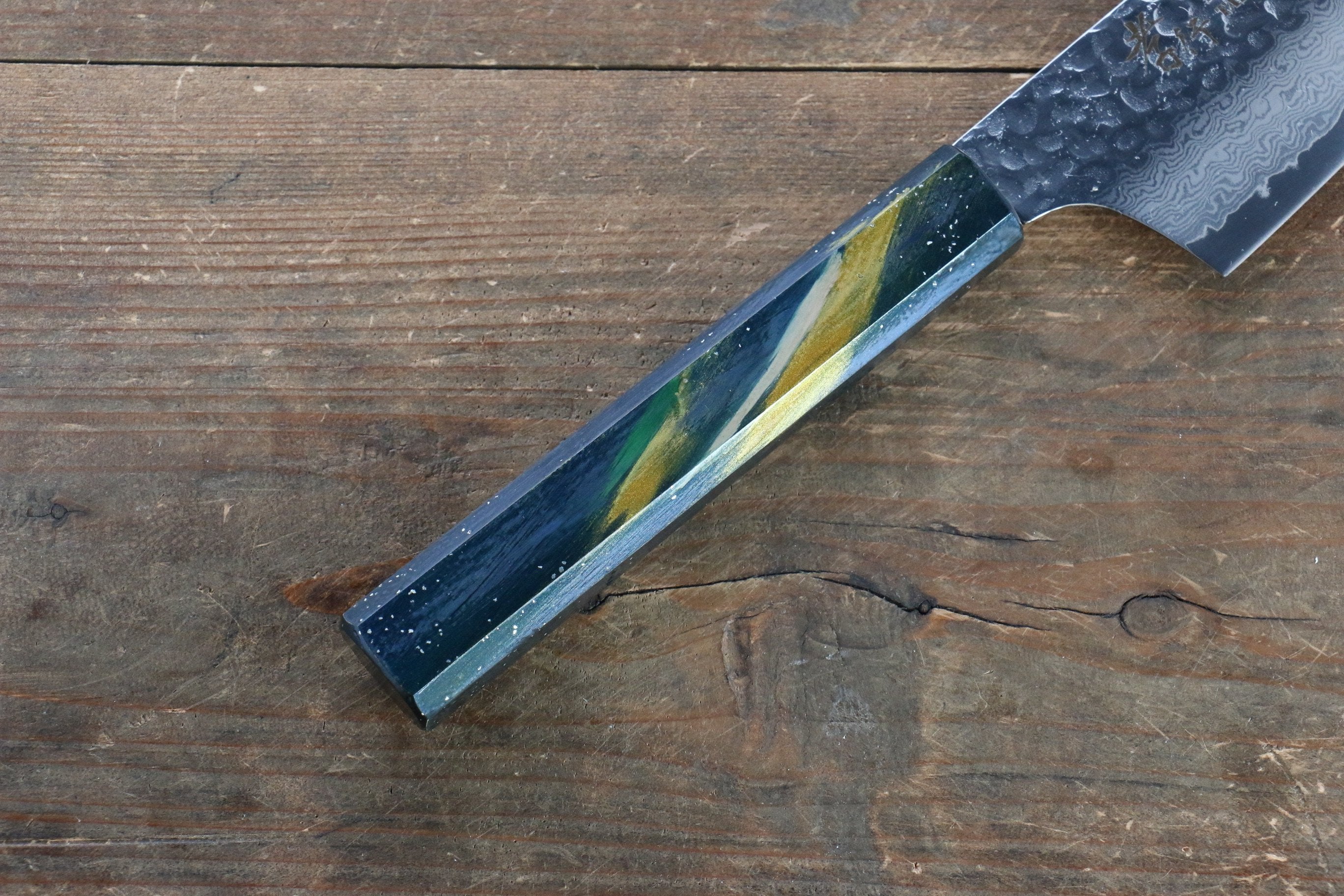 堺 孝行 VG10 33層大馬士革紋 劍型牛刀  190mm 櫟木漆塗（彩石）握把 - 清助刃物