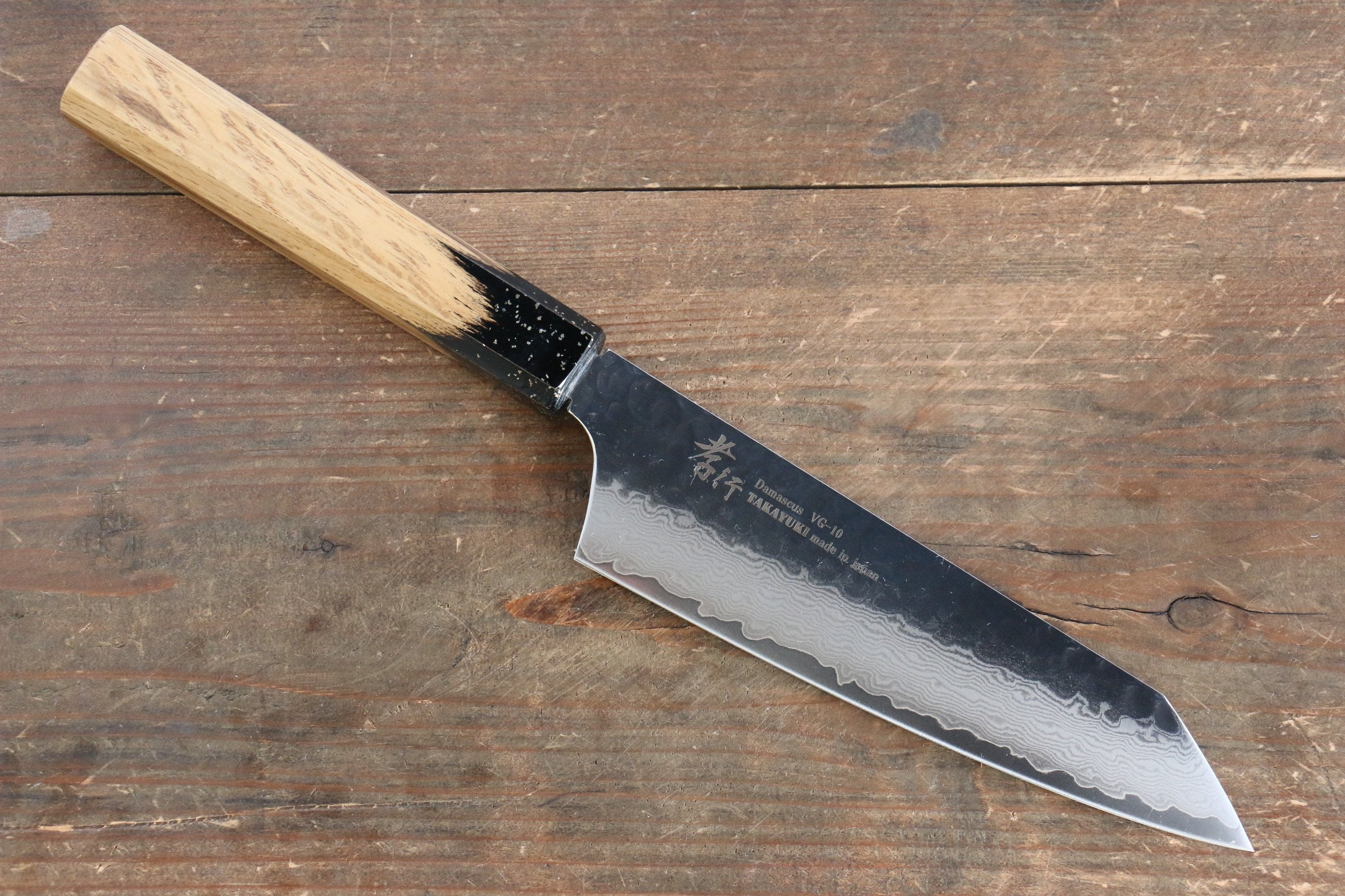 堺 孝行 VG10 33層大馬士革紋 劍型三德刀  160mm 櫟木漆塗（黑伸）握把 - 清助刃物