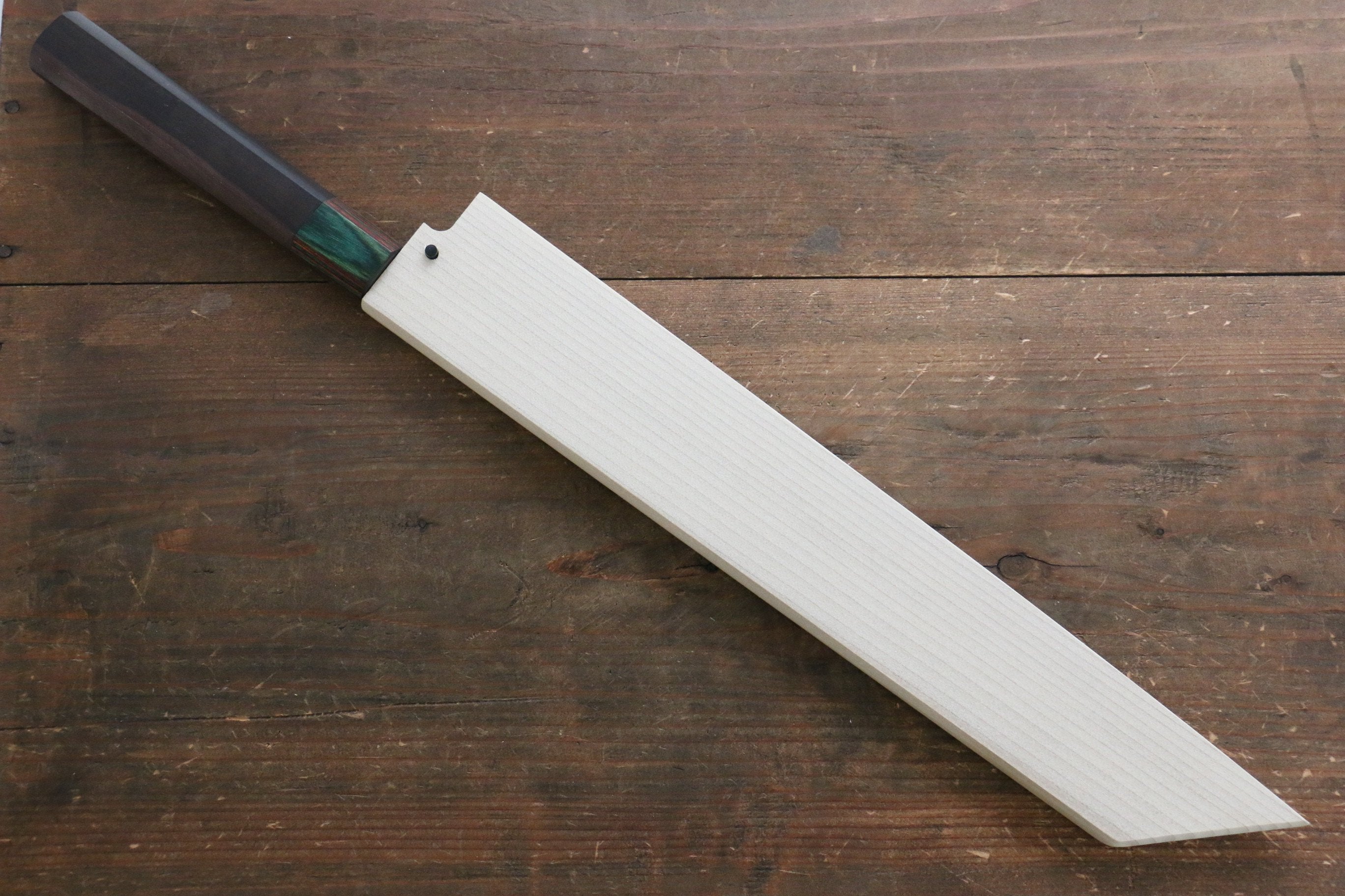 堺 孝行 青鋼二號 鏡面處理 切付柳刃  300mm 核桃木握把 附刀鞘 - 清助刃物