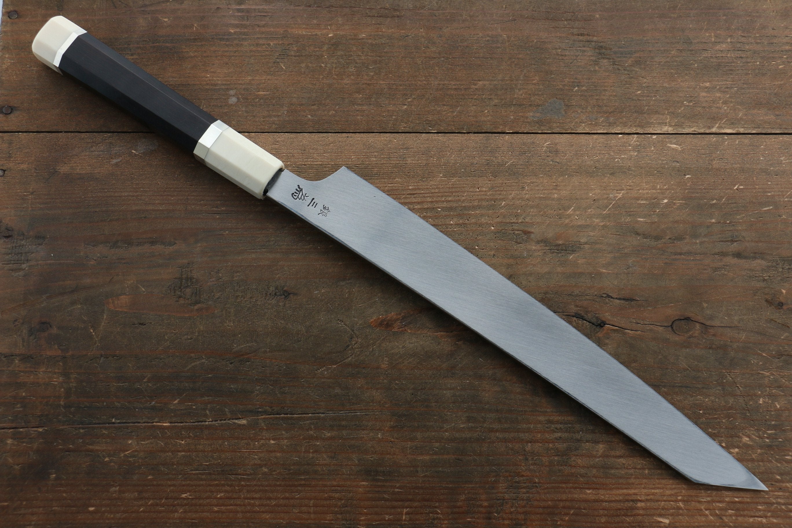 堺 孝行 銀三鋼 大馬士革紋 切付柳刃  270mm 黑檀（帶環型設計）握把 附刀鞘 - 清助刃物