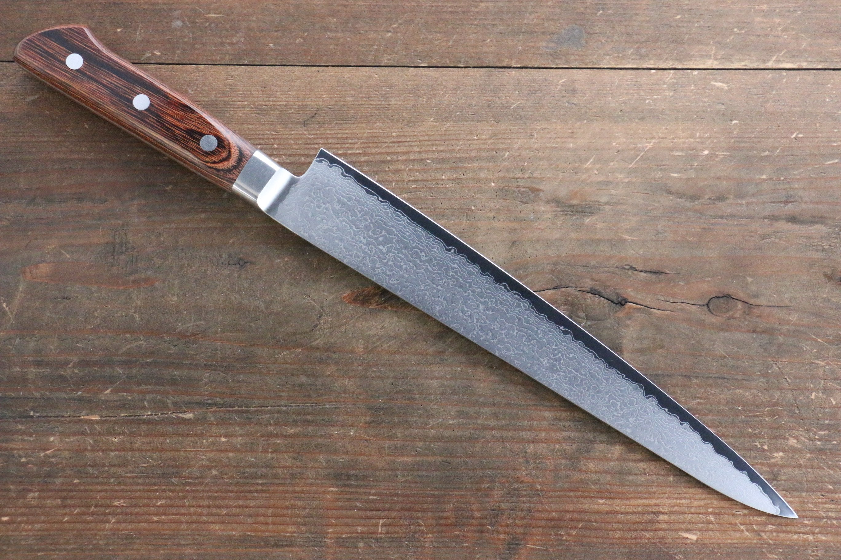 玉鋼 響十 63層 大馬士革紋 筋引 240mm KP-1113 - 清助刃物