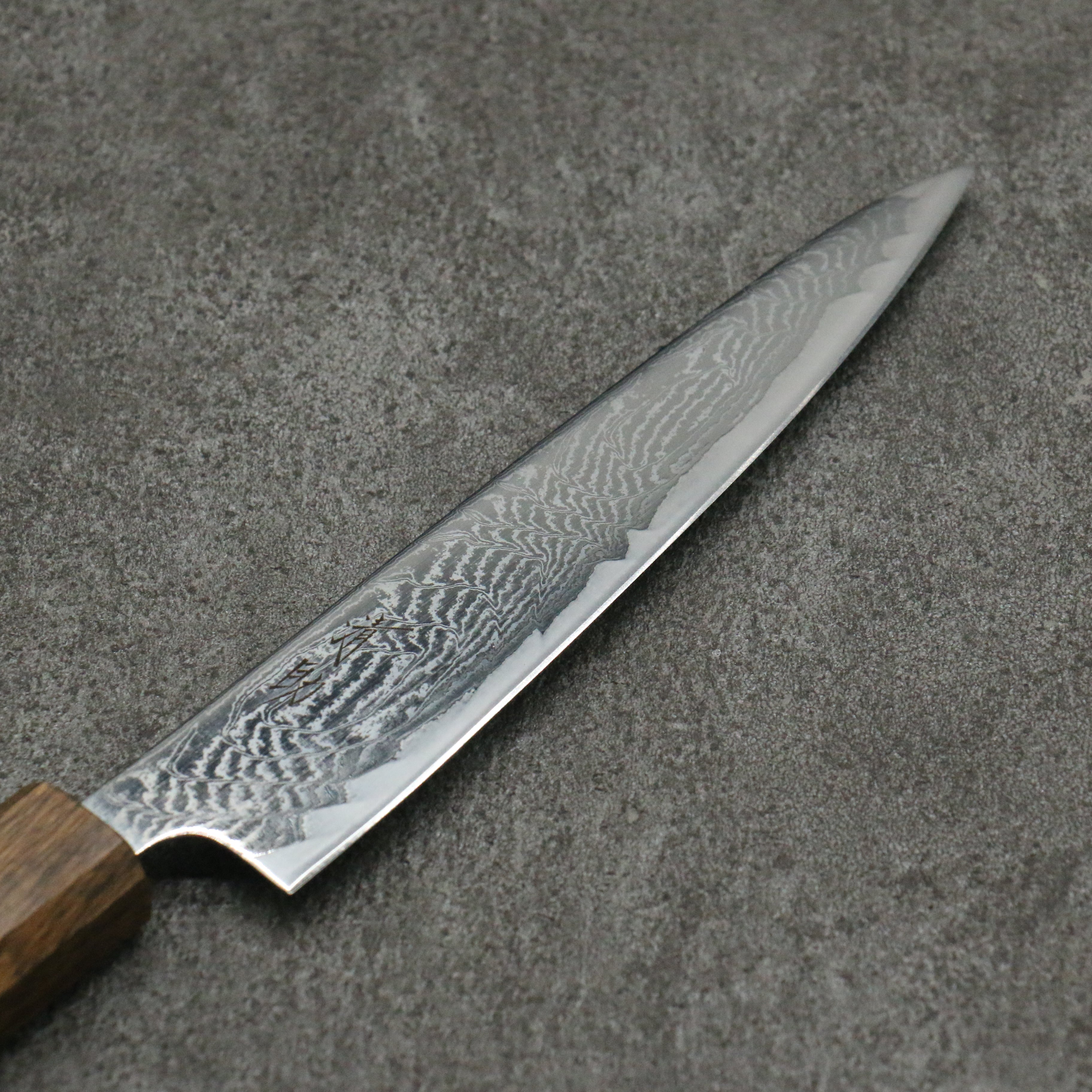 清助 海浪 AUS10 鏡面處理 大馬士革紋 多用途小刀 150mm 橡木 握把 - 清助刃物