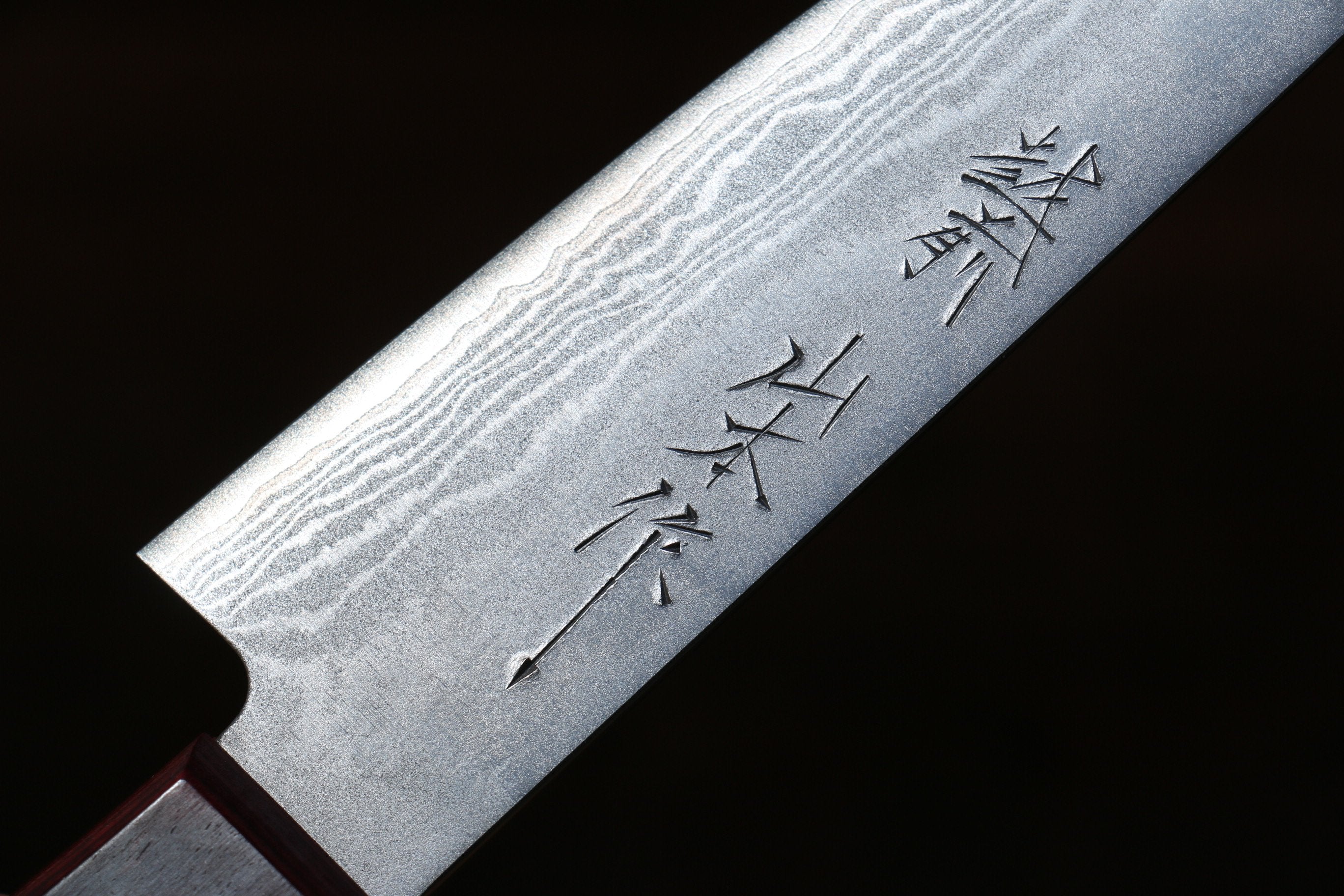 山本 直 VG10 大馬士革紋 多用途小刀  135mm 紅合成木握把 - 清助刃物