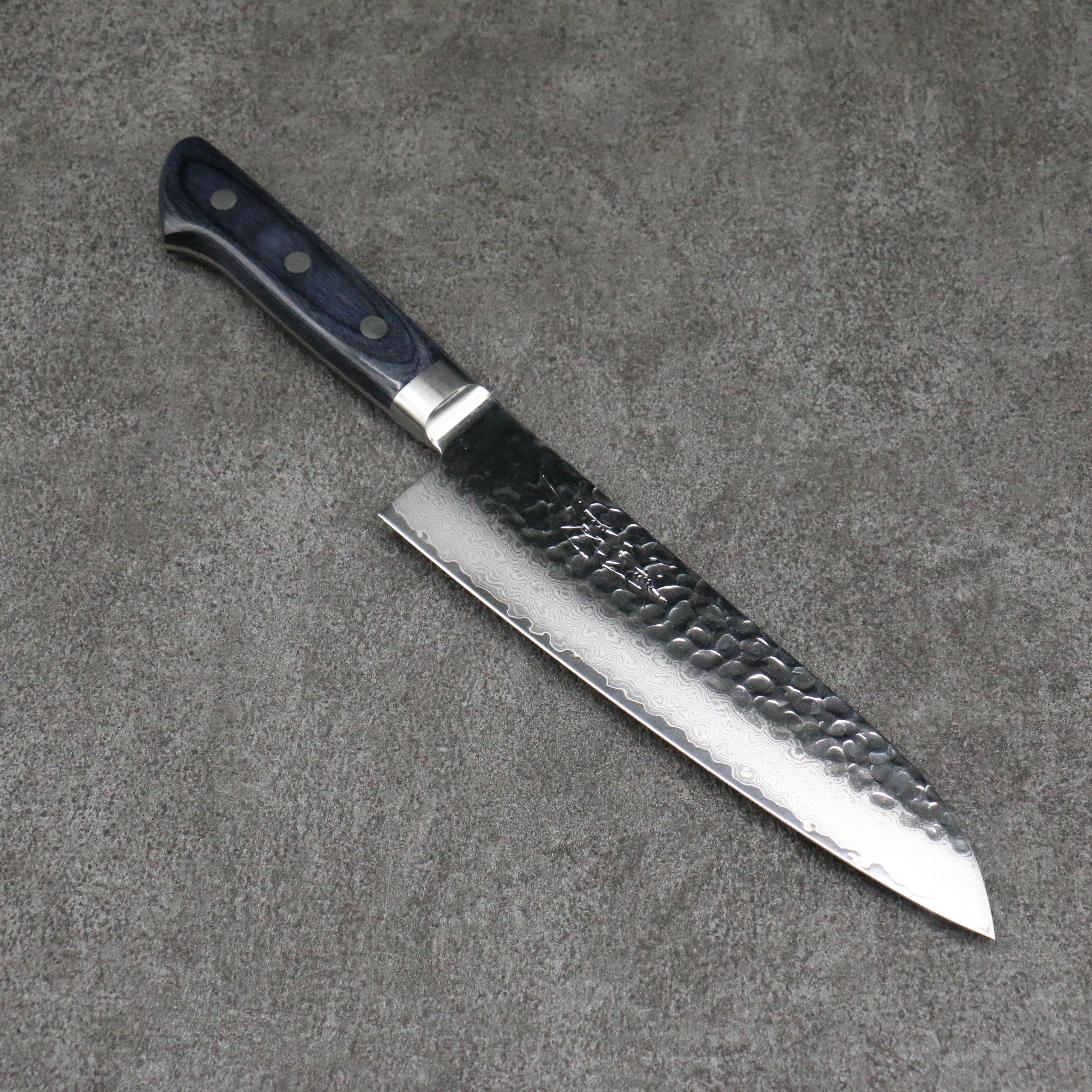 清助 藍雲 VG10 33層 大馬士革紋 三德刀 180mm 深藍色合成木 握把 附刀鞘 - 清助刃物