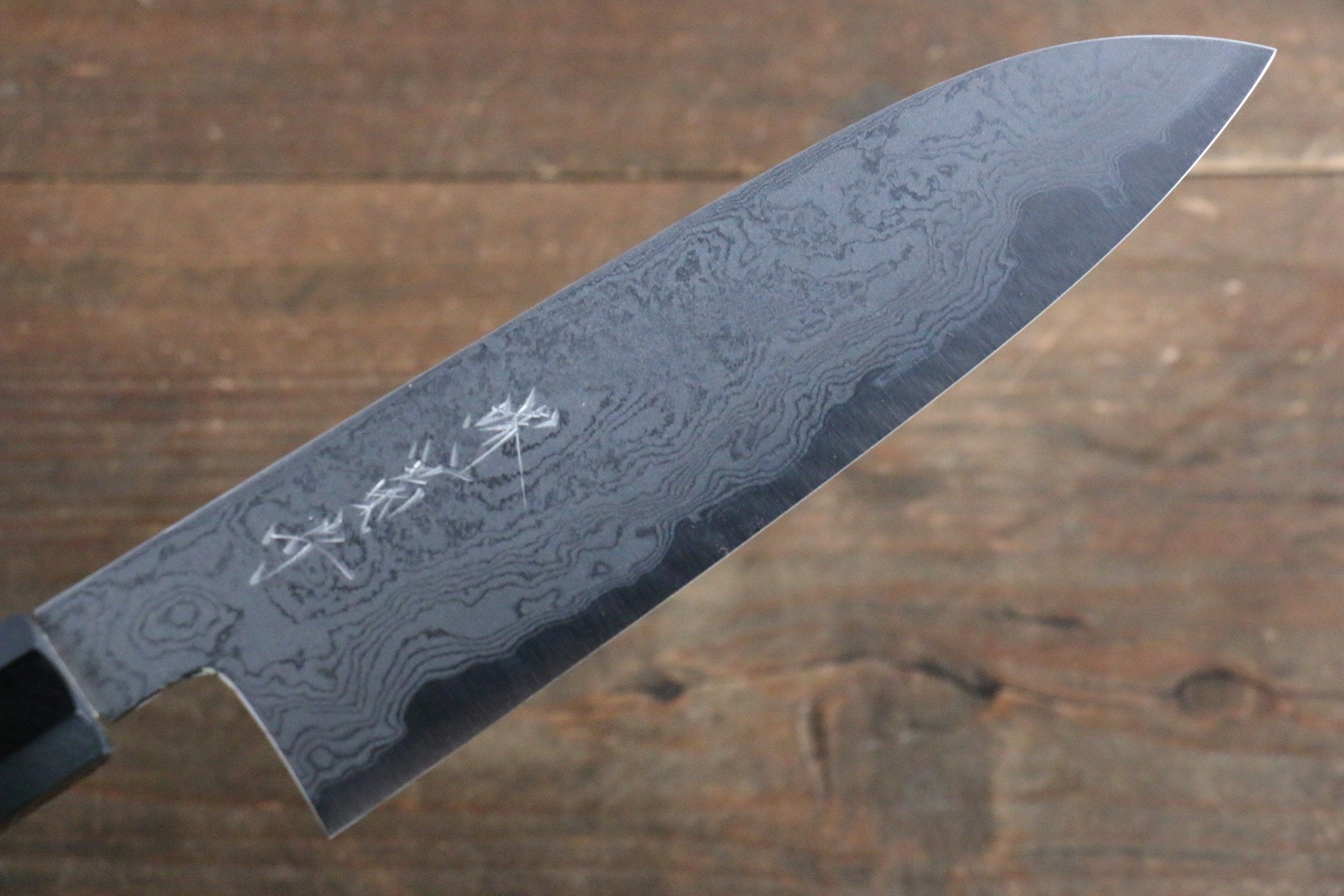 堺 菊守 青鋼一號 大馬士革紋 三德刀  180mm 木蘭握把 - 清助刃物