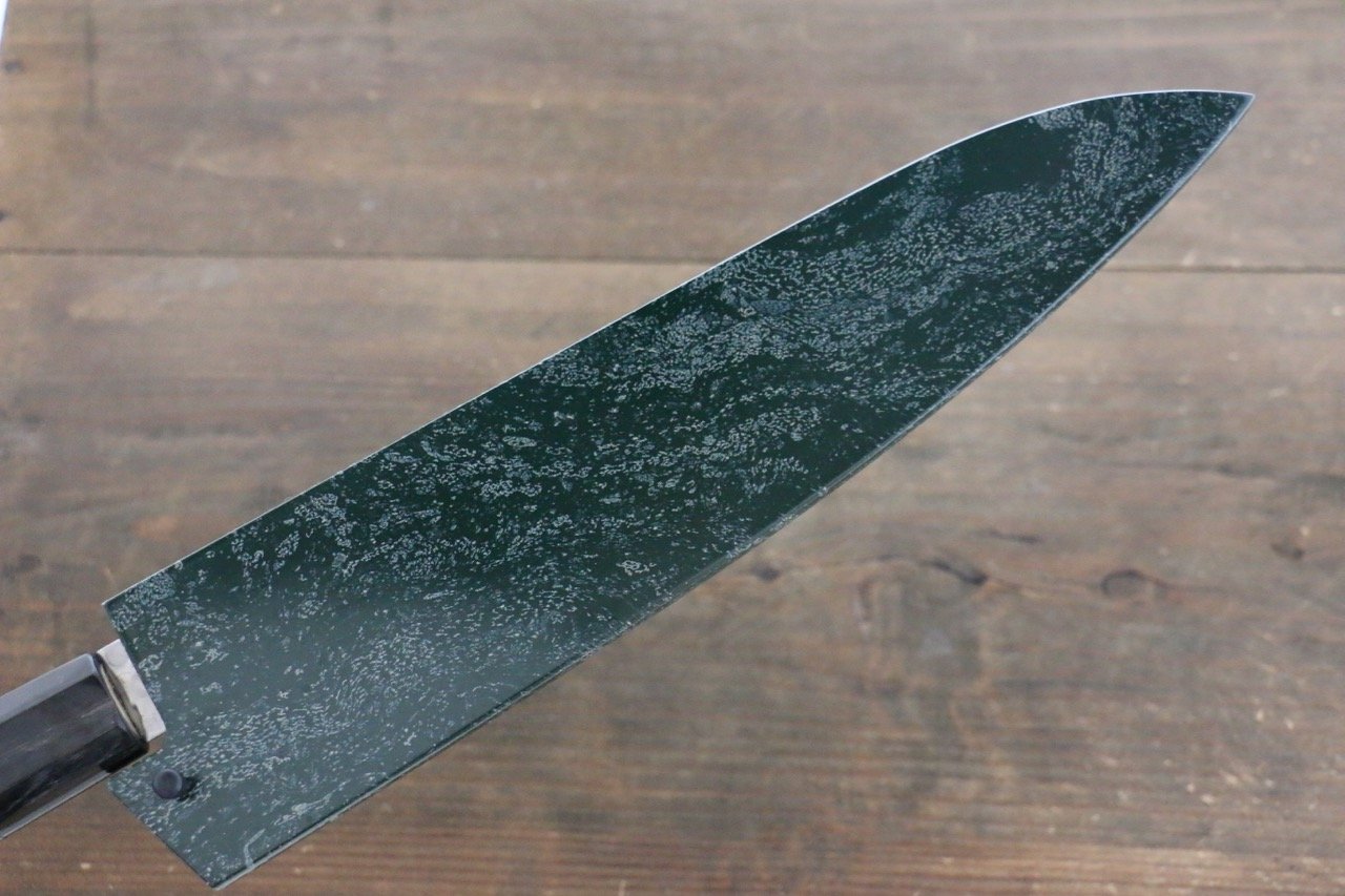 堺 孝行 45層大馬士革紋 鎚目 牛刀  240mm 綠漆塗握把 - 清助刃物