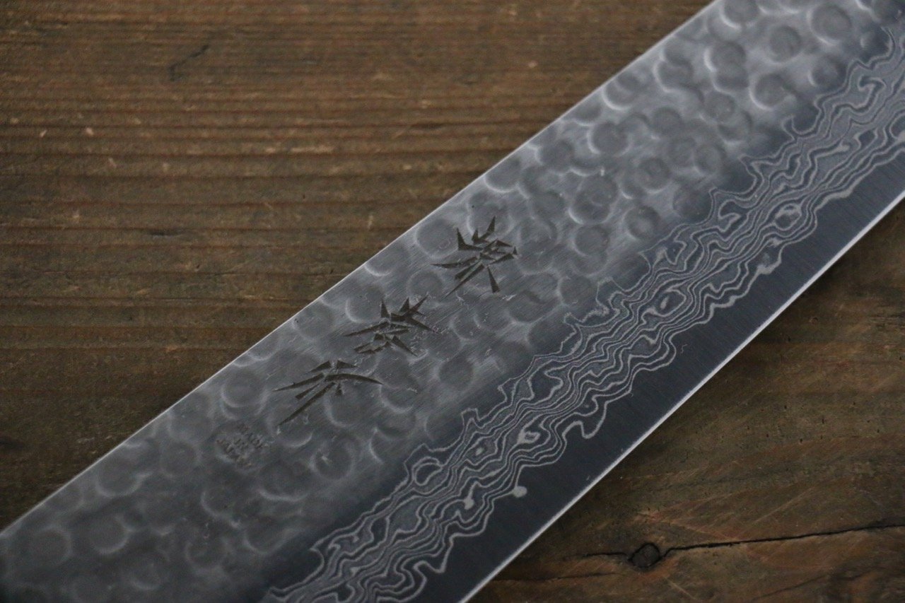 堺 孝行 45層大馬士革紋 鎚目 牛刀  240mm 綠漆塗握把 - 清助刃物