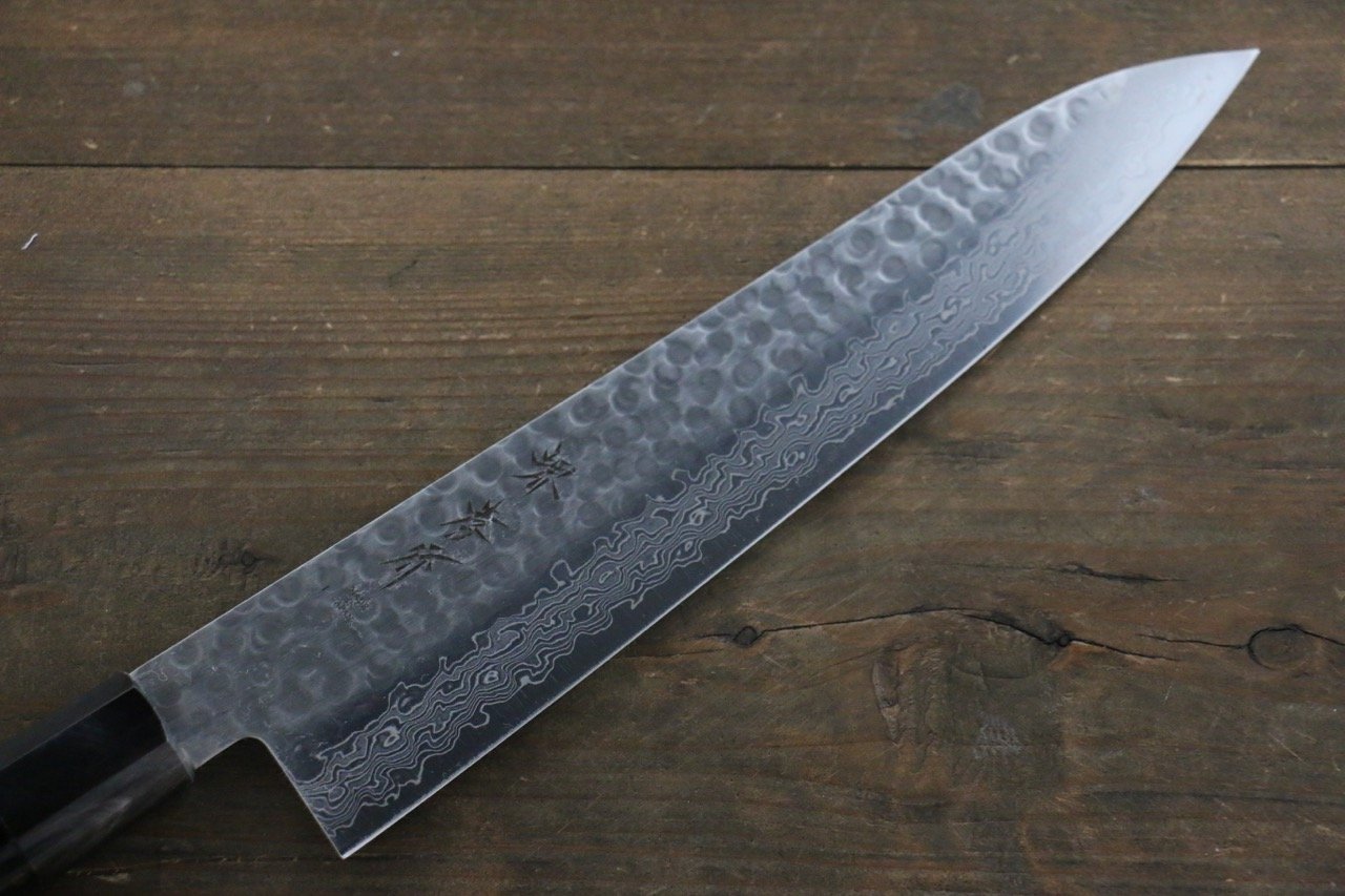 堺 孝行 45層大馬士革紋 鎚目 牛刀  240mm 金漆塗握把 - 清助刃物