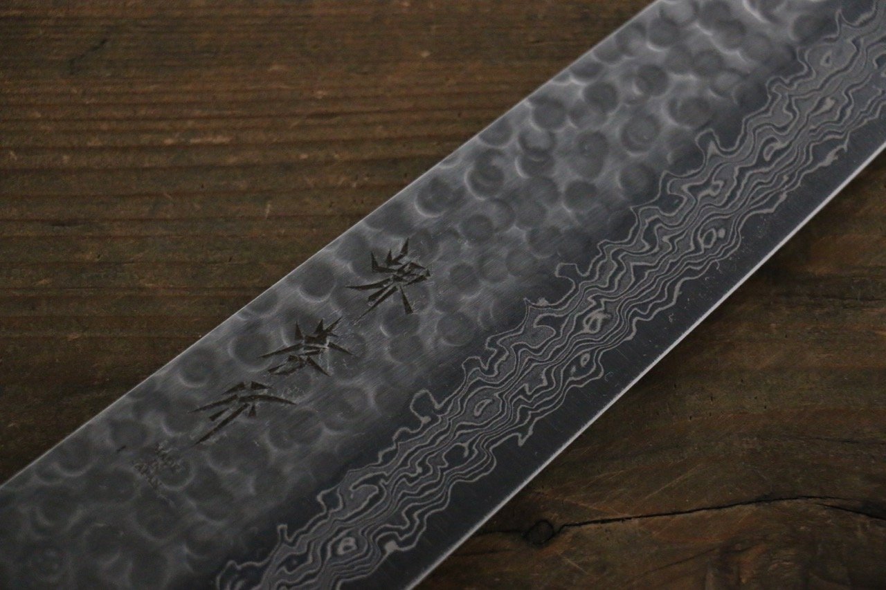堺 孝行 45層大馬士革紋 鎚目 牛刀  240mm 金漆塗握把 - 清助刃物