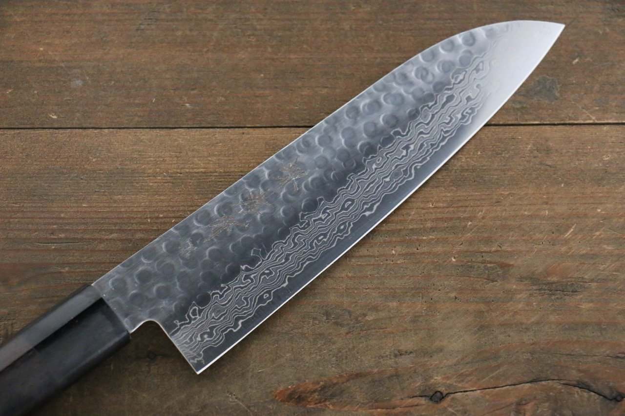 堺 孝行 AUS10 45層大馬士革紋 三德刀  180mm 紫檀木握把 - 清助刃物