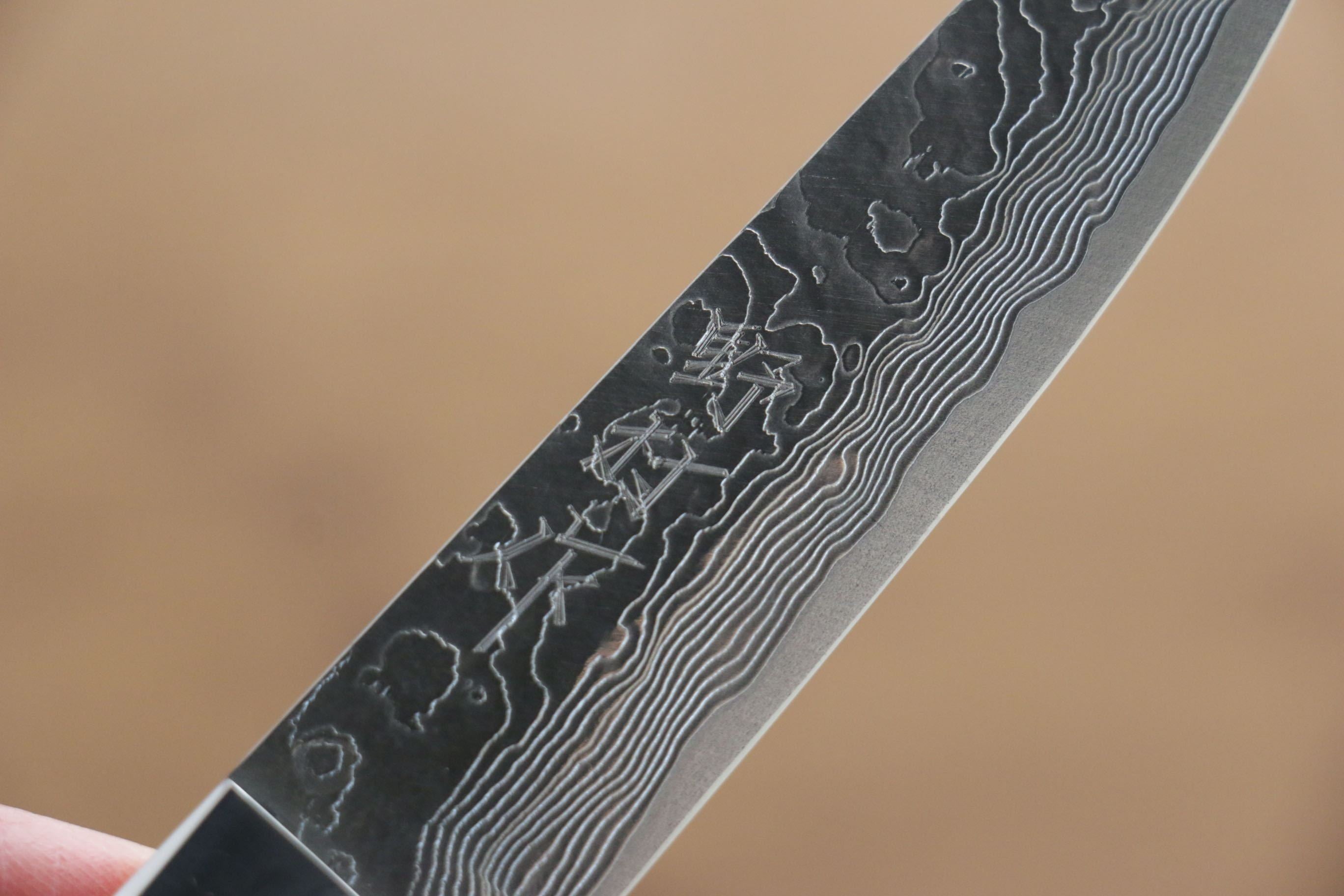野村 VG10 大馬士革紋 多用途小刀  100mm 黃牛骨握把 - 清助刃物