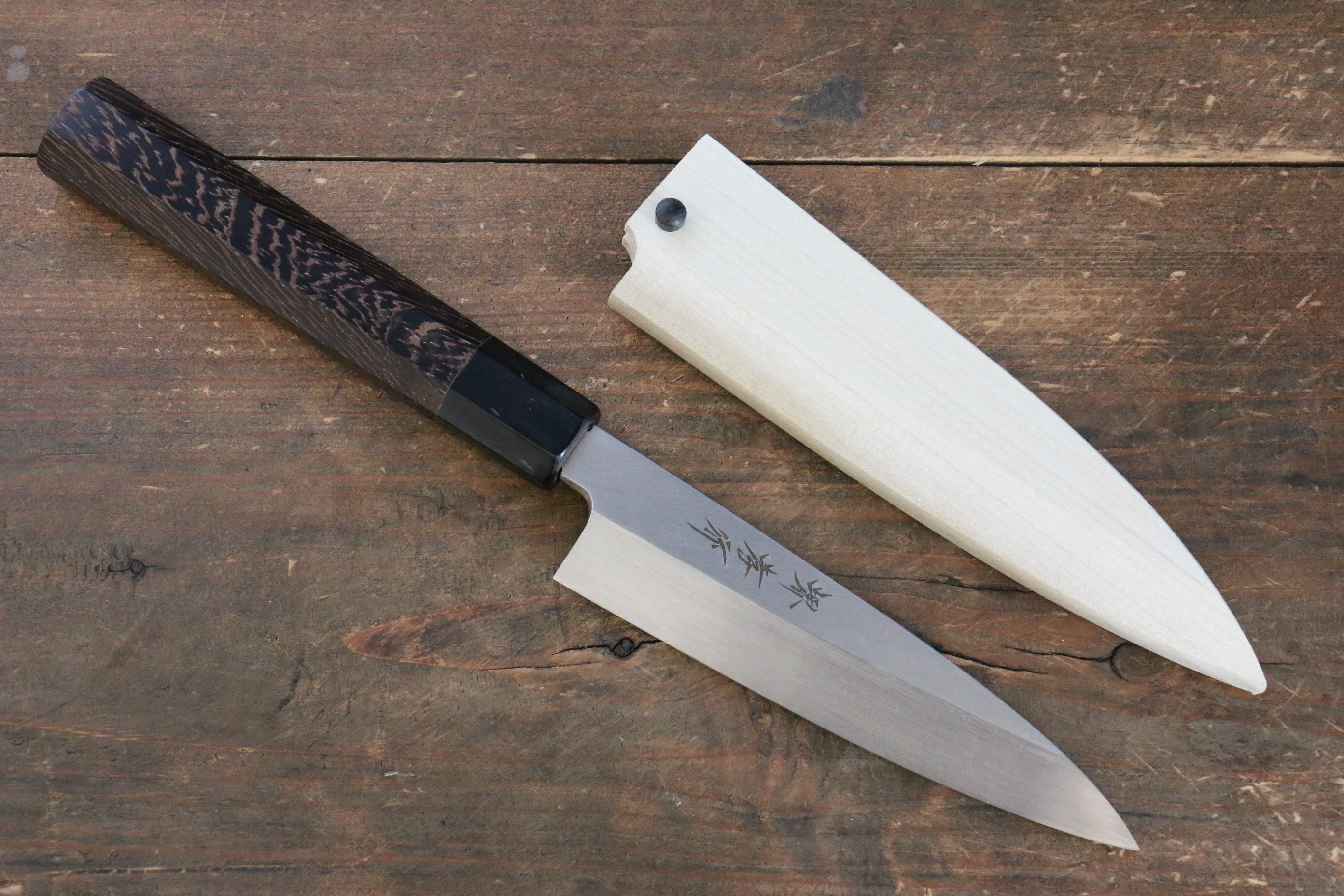 堺 孝行 本燒 白鋼二號 葉蘭切刀  120mm 雞翅木 握把 附刀鞘 - 清助刃物