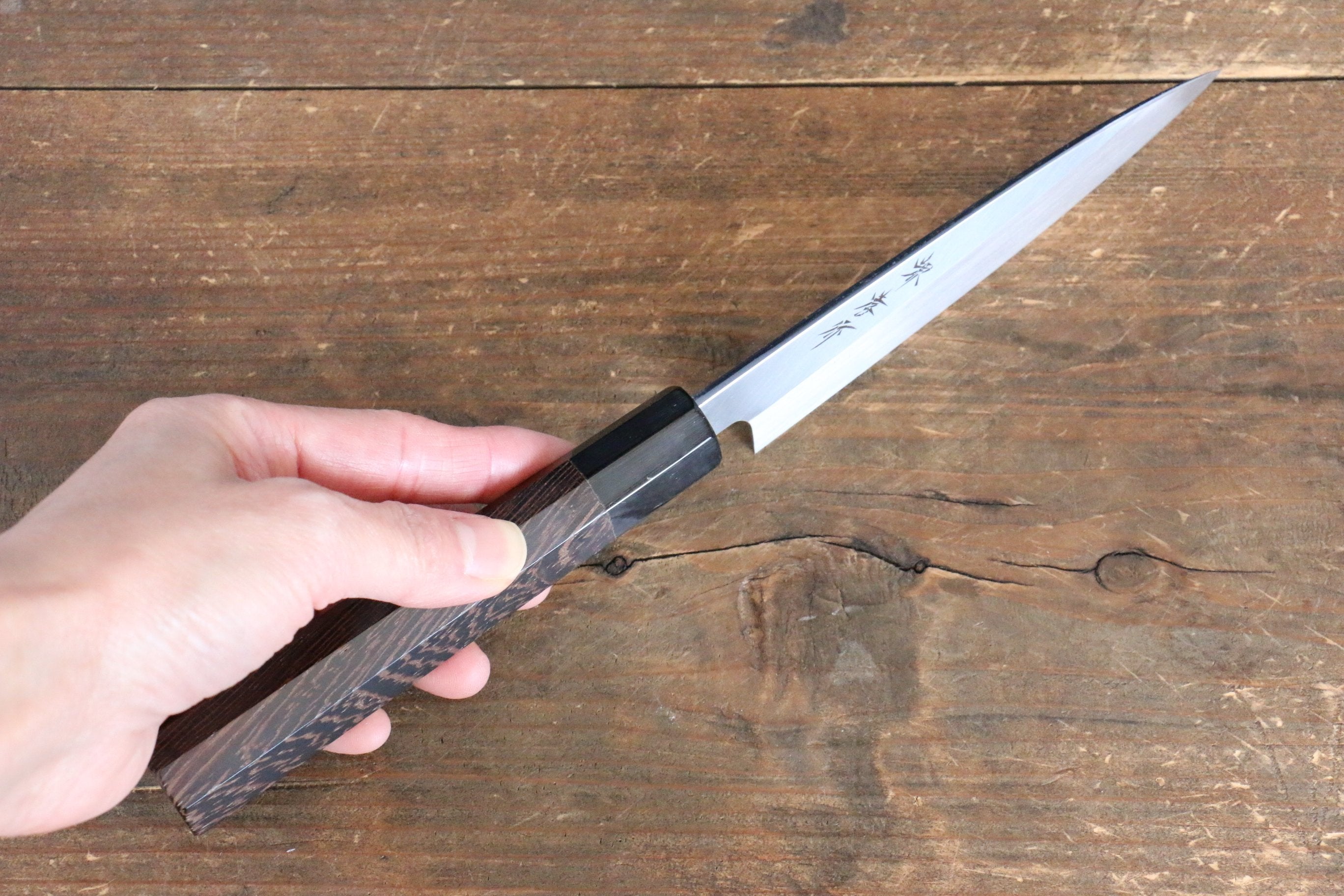 堺 孝行 本燒 白鋼二號 葉蘭切刀  120mm 雞翅木 握把 附刀鞘 - 清助刃物
