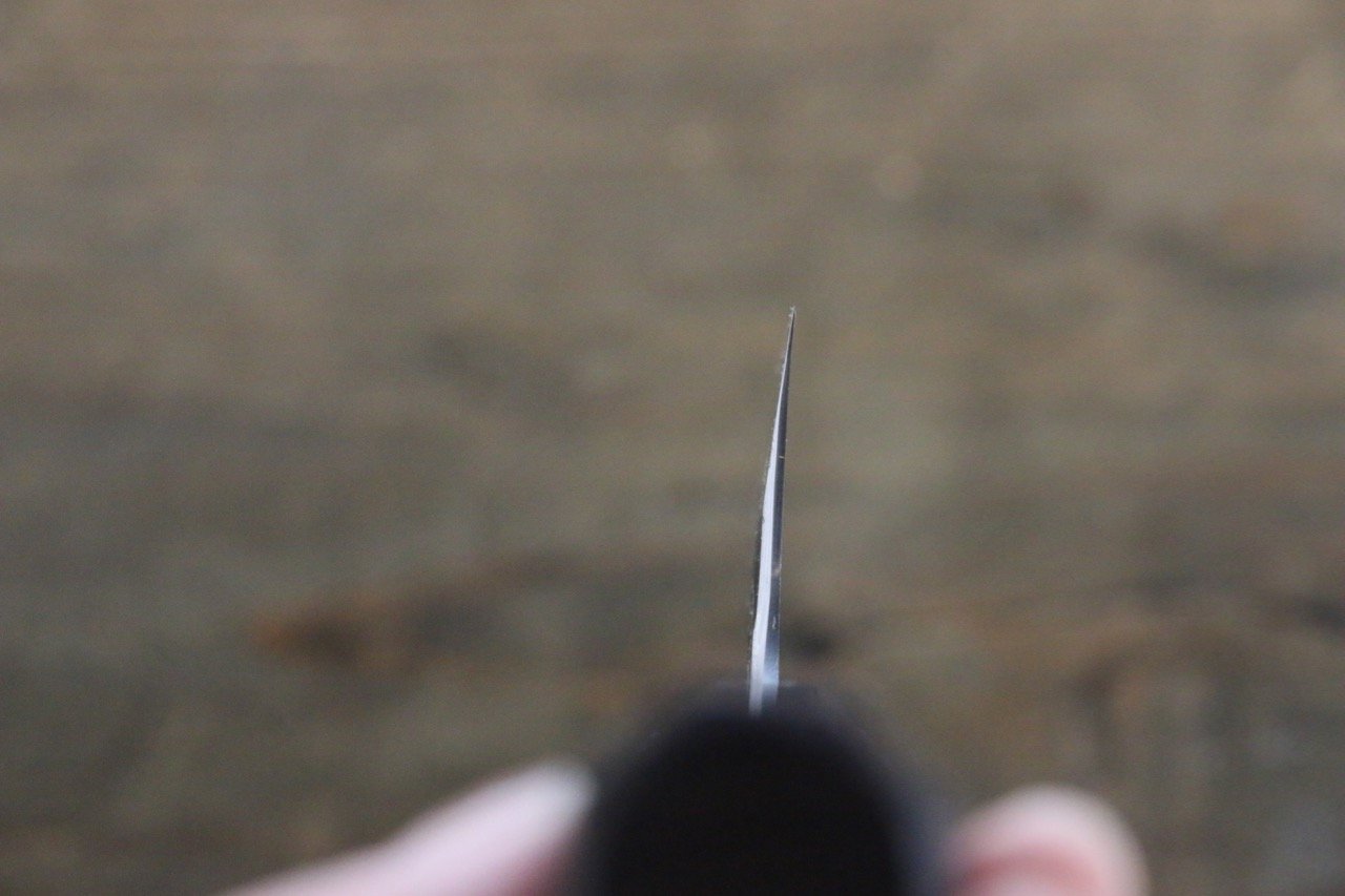 清助 青鋼二號 鎚目 黑打 三德刀 180mm 紫檀木 握把 - 清助刃物