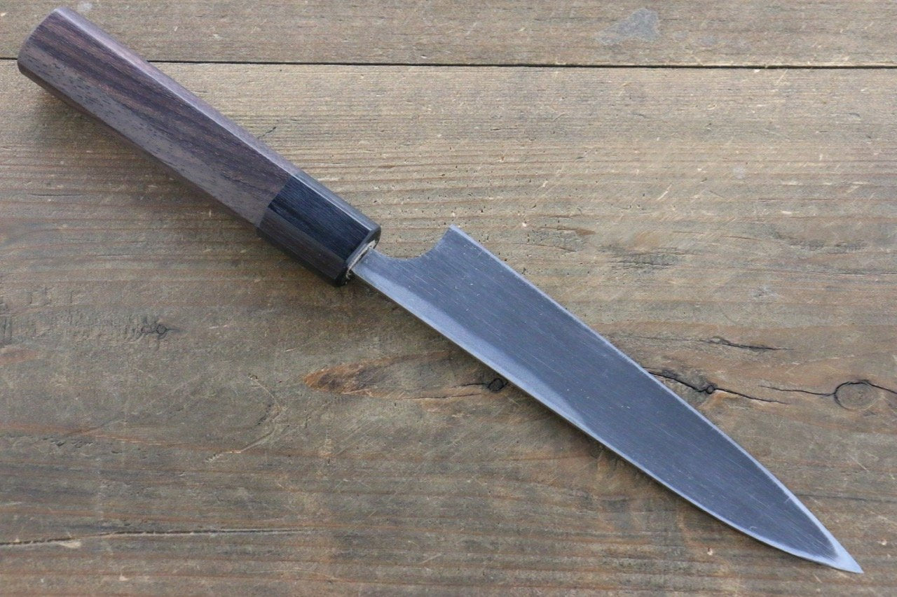 清助 青鋼二號 鎚目 黑打 多用途小刀 150mm 紫檀木 握把 - 清助刃物