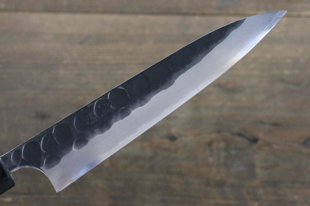 清助 青鋼二號 鎚目 黑打 多用途小刀 150mm 紫檀木 握把 - 清助刃物