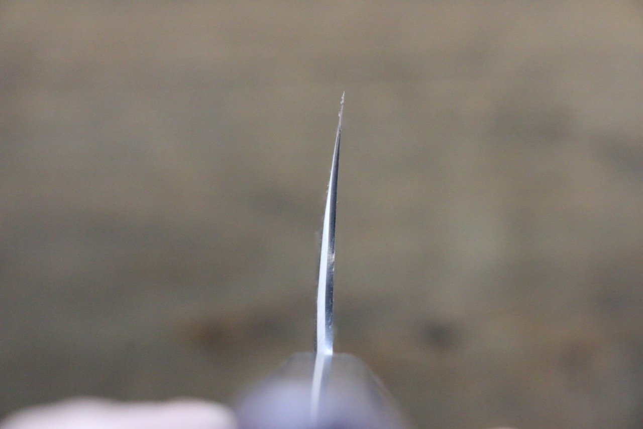 清助 青鋼二號 鎚目 黑打 牛刀 240mm 紫檀木 握把 - 清助刃物