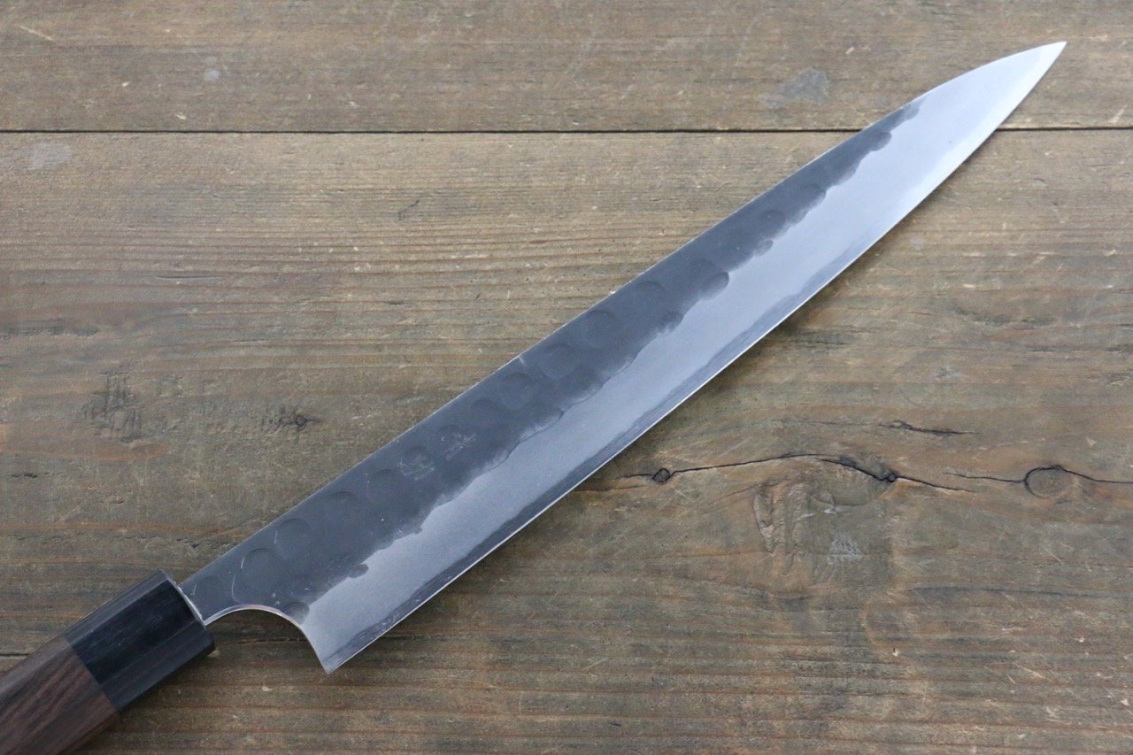 清助 青鋼二號 鎚目 黑打 柳刃 270mm 紫檀木 握把 - 清助刃物
