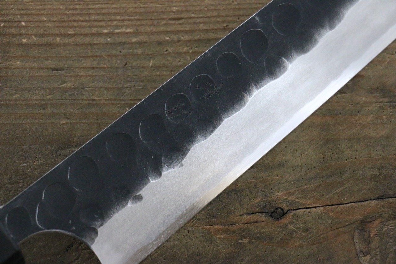清助 青鋼二號 鎚目 黑打 柳刃 270mm 紫檀木 握把 - 清助刃物