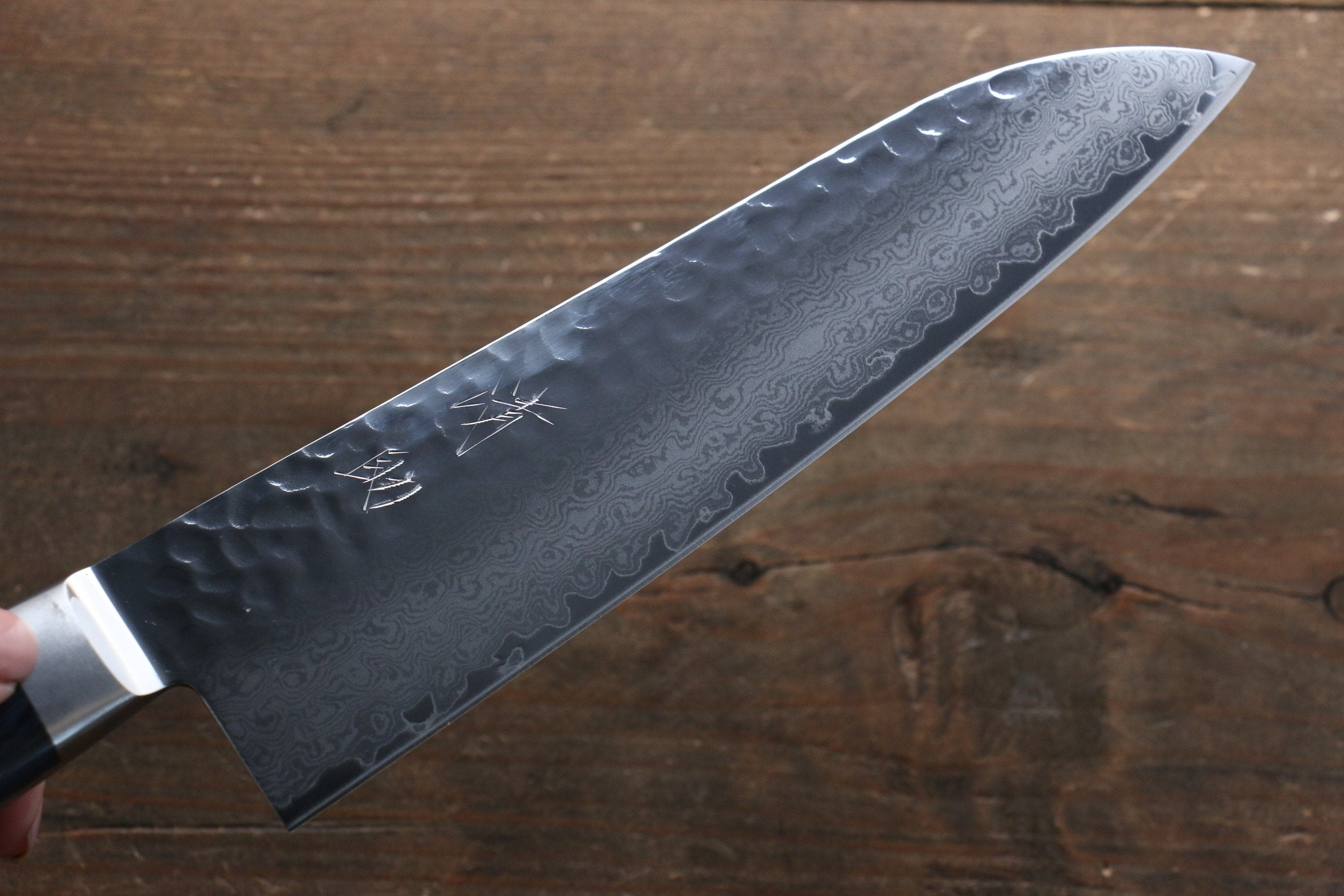 清助 藍雲 VG10 33層 大馬士革紋 三德刀  180mm 青合成木 握把 附刀鞘 - 清助刃物
