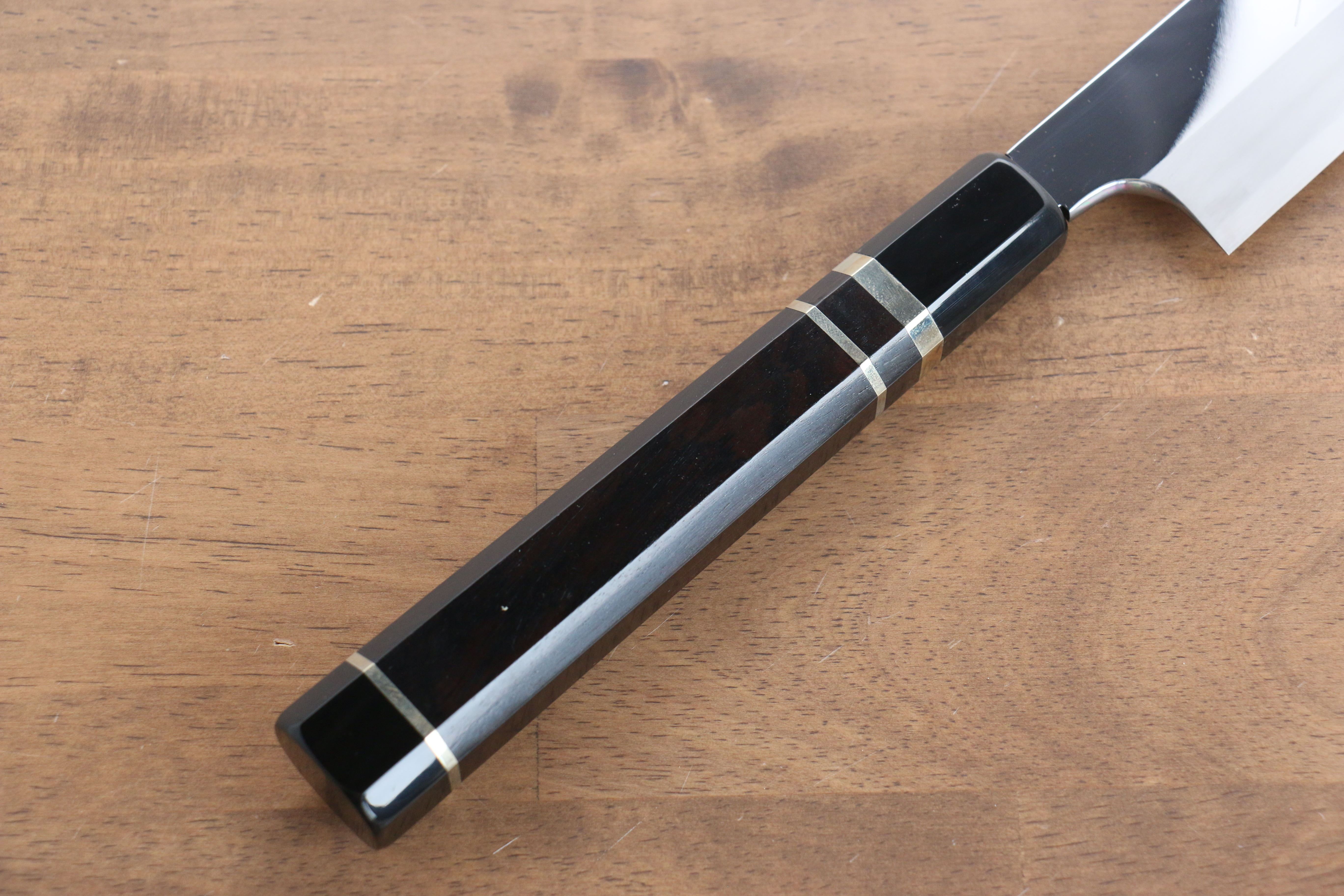 黑崎 優 青鋼二號 鏡面處理 柳刃  330mm 黑檀（兩側帶水牛環型設計） 握把 - 清助刃物