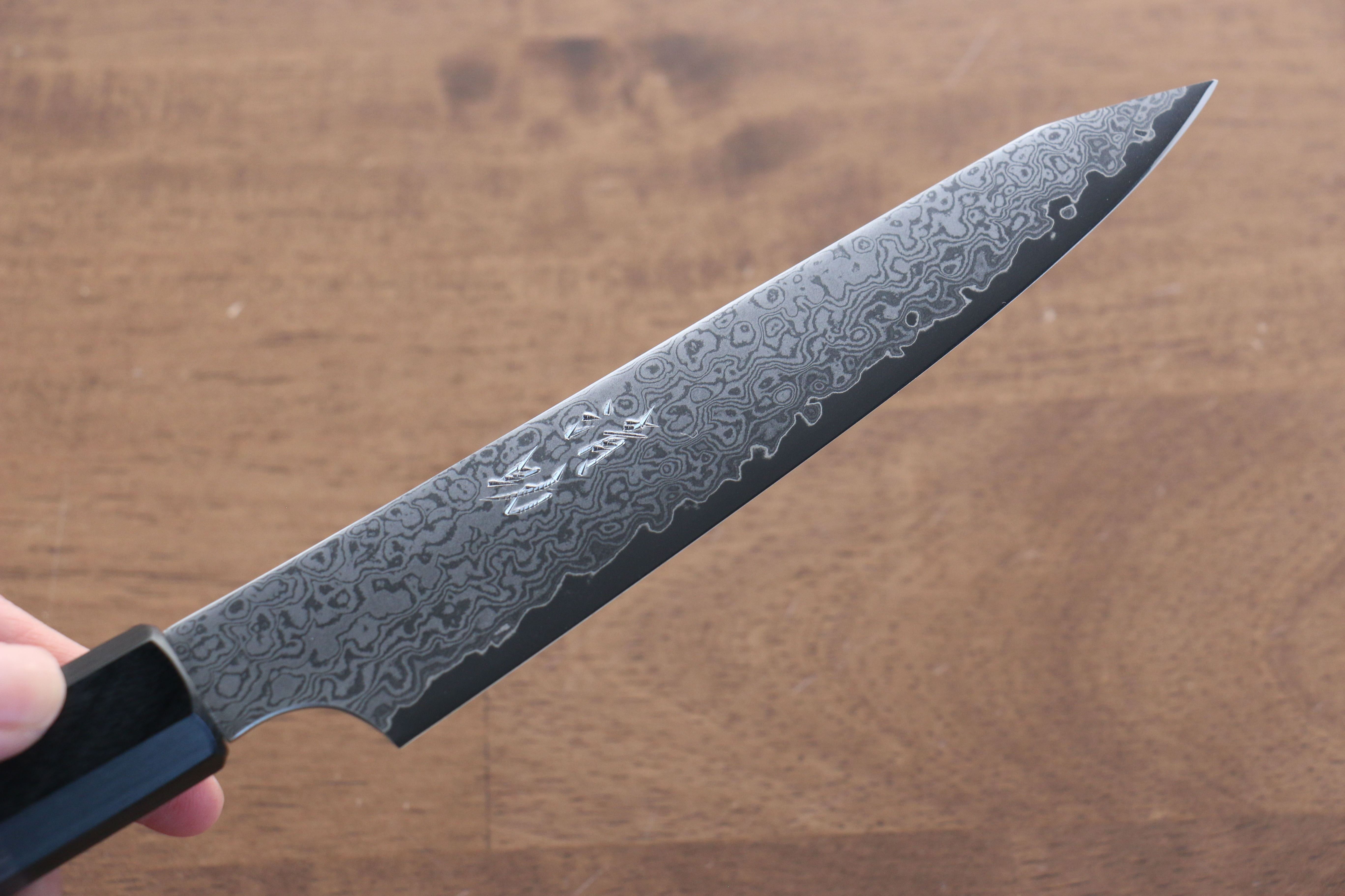 清助 VG10 33層大馬士革紋 切付多用途小刀 150mm 灰色合成木 握把 - 清助刃物