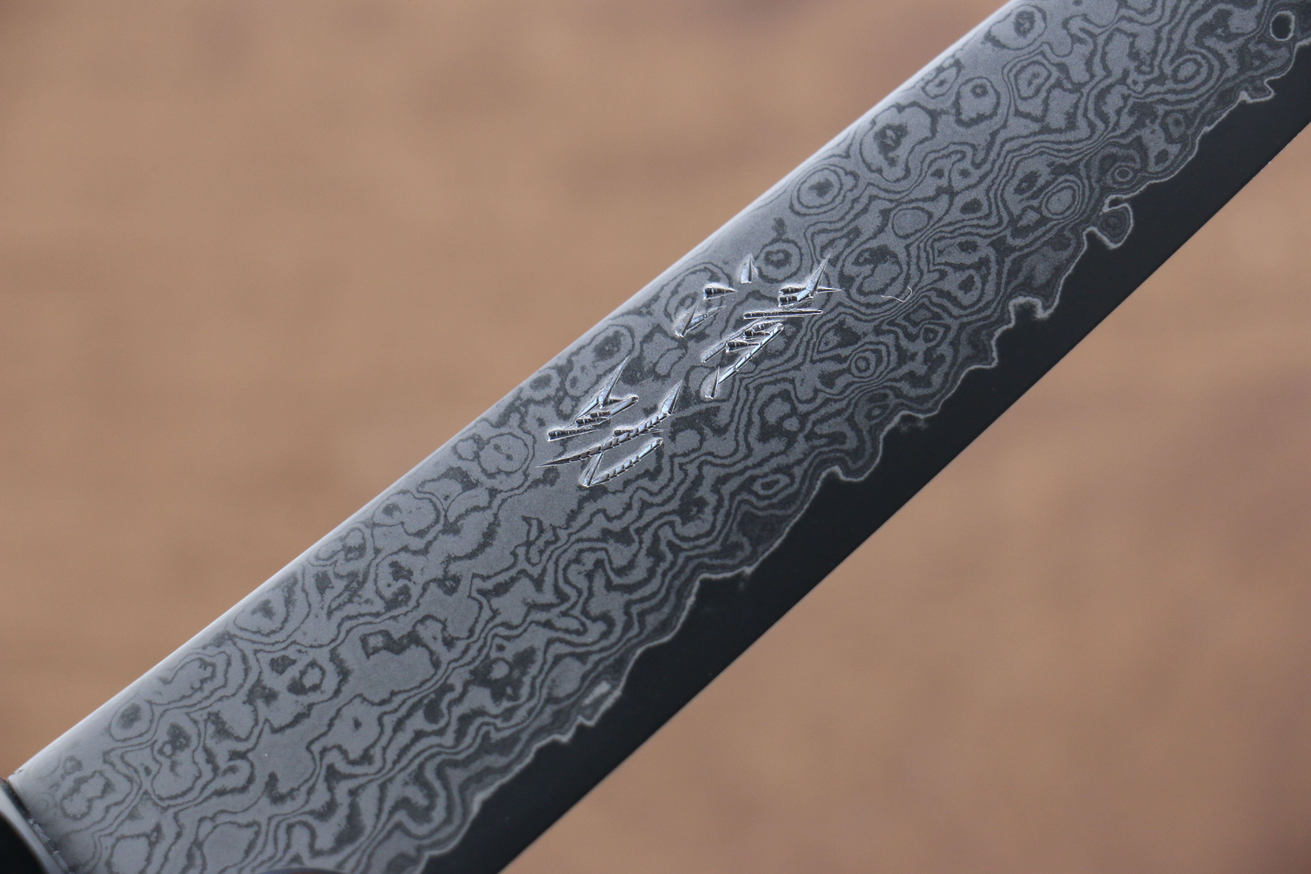 清助 VG10 33層大馬士革紋 切付多用途小刀 150mm 灰色合成木 握把 - 清助刃物