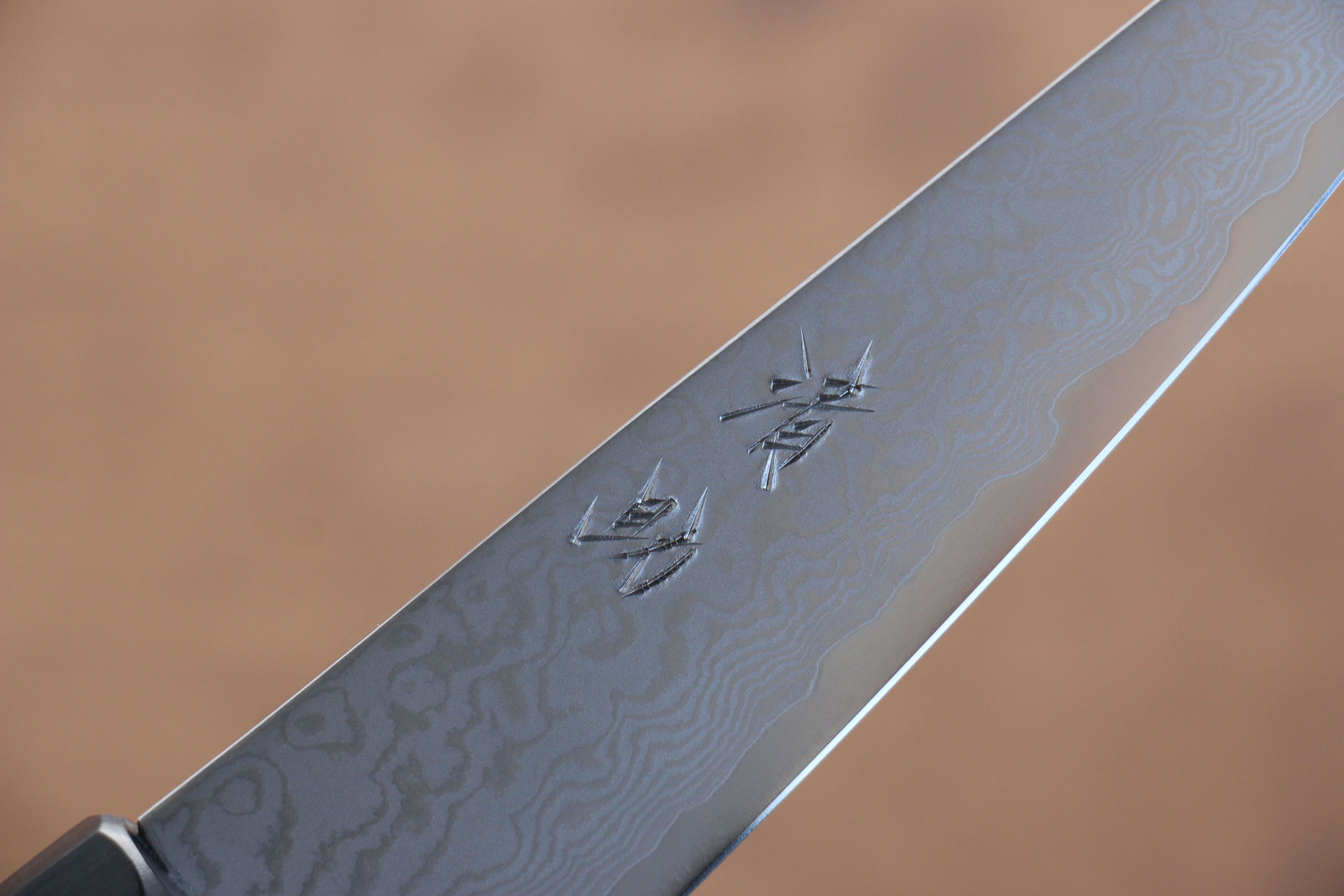 清助 VG10 33層大馬士革紋 切付多用途小刀 105mm 灰色合成木 握把 - 清助刃物