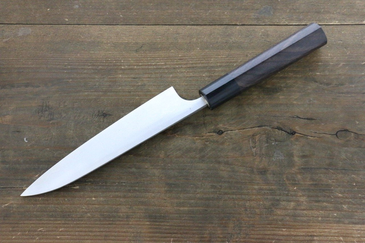 尾形 峻吾 白鋼二號 大馬士革紋 多用途小刀 150mm 紫檀木 握把 - 清助刃物