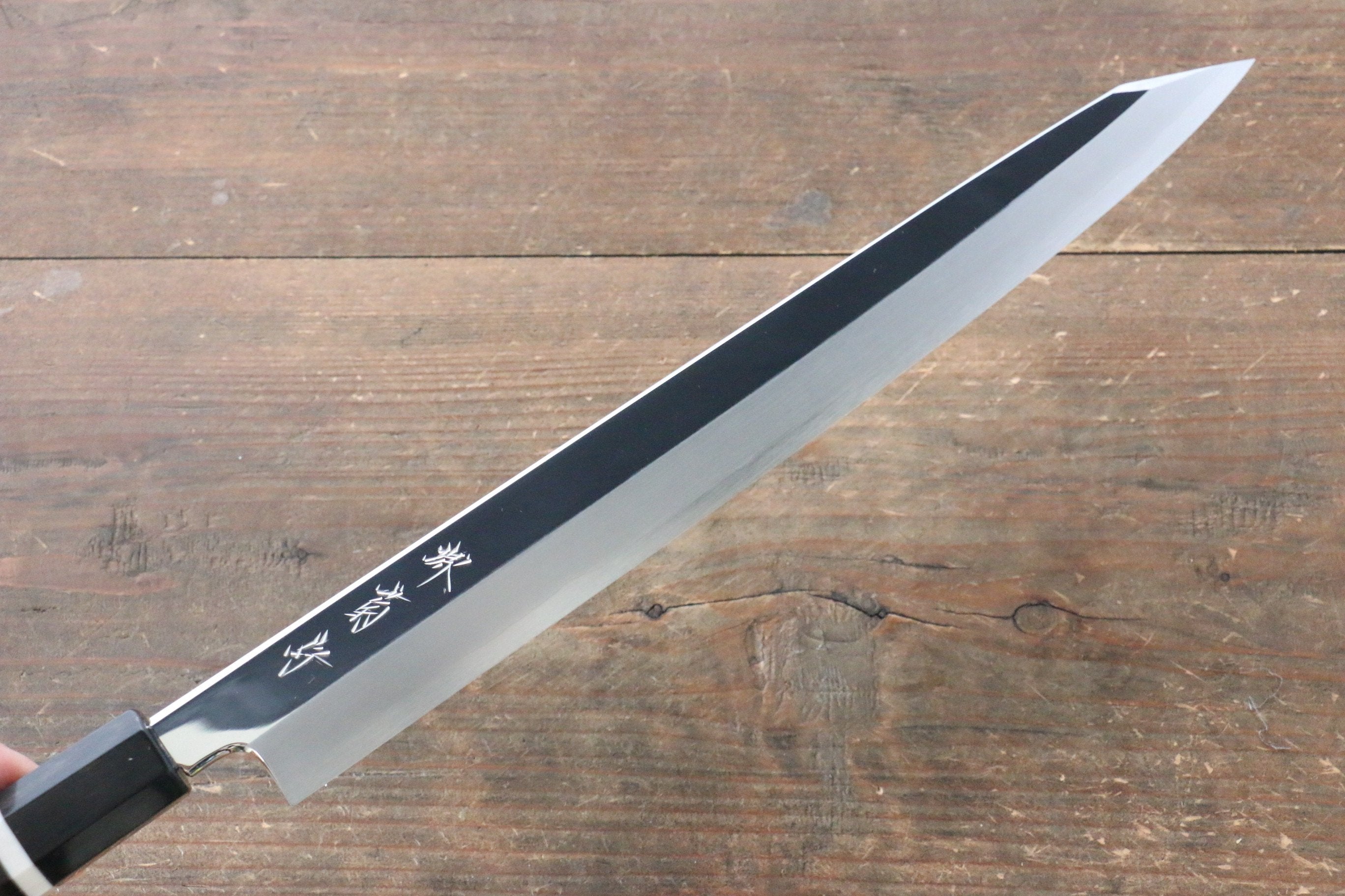 堺 菊守 SG2 鏡面處理 切付柳刃  300mm 黑檀（帶白色環型設計）握把 - 清助刃物