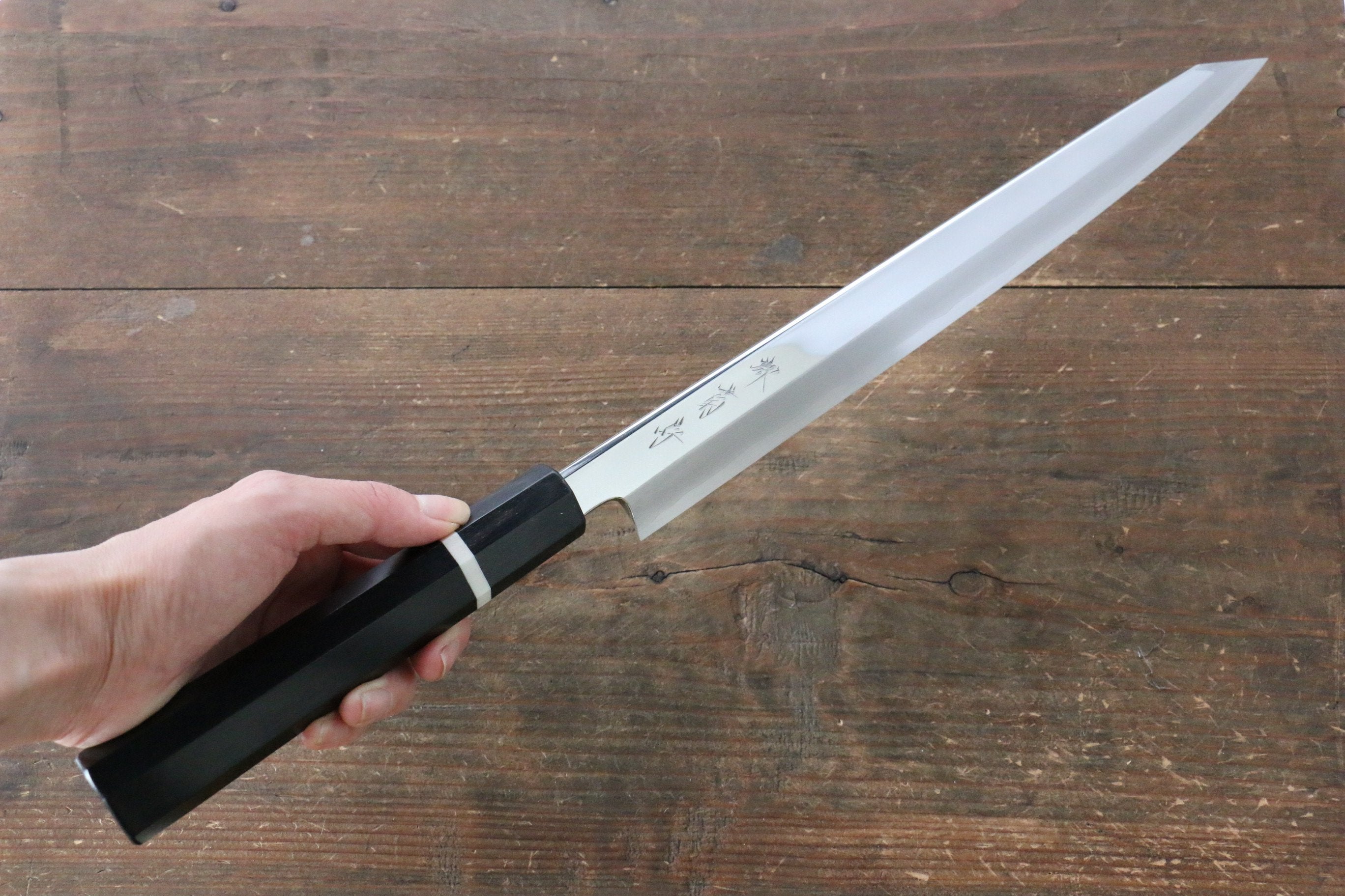 堺 菊守 SG2 鏡面處理 切付柳刃  300mm 黑檀（帶白色環型設計）握把 - 清助刃物