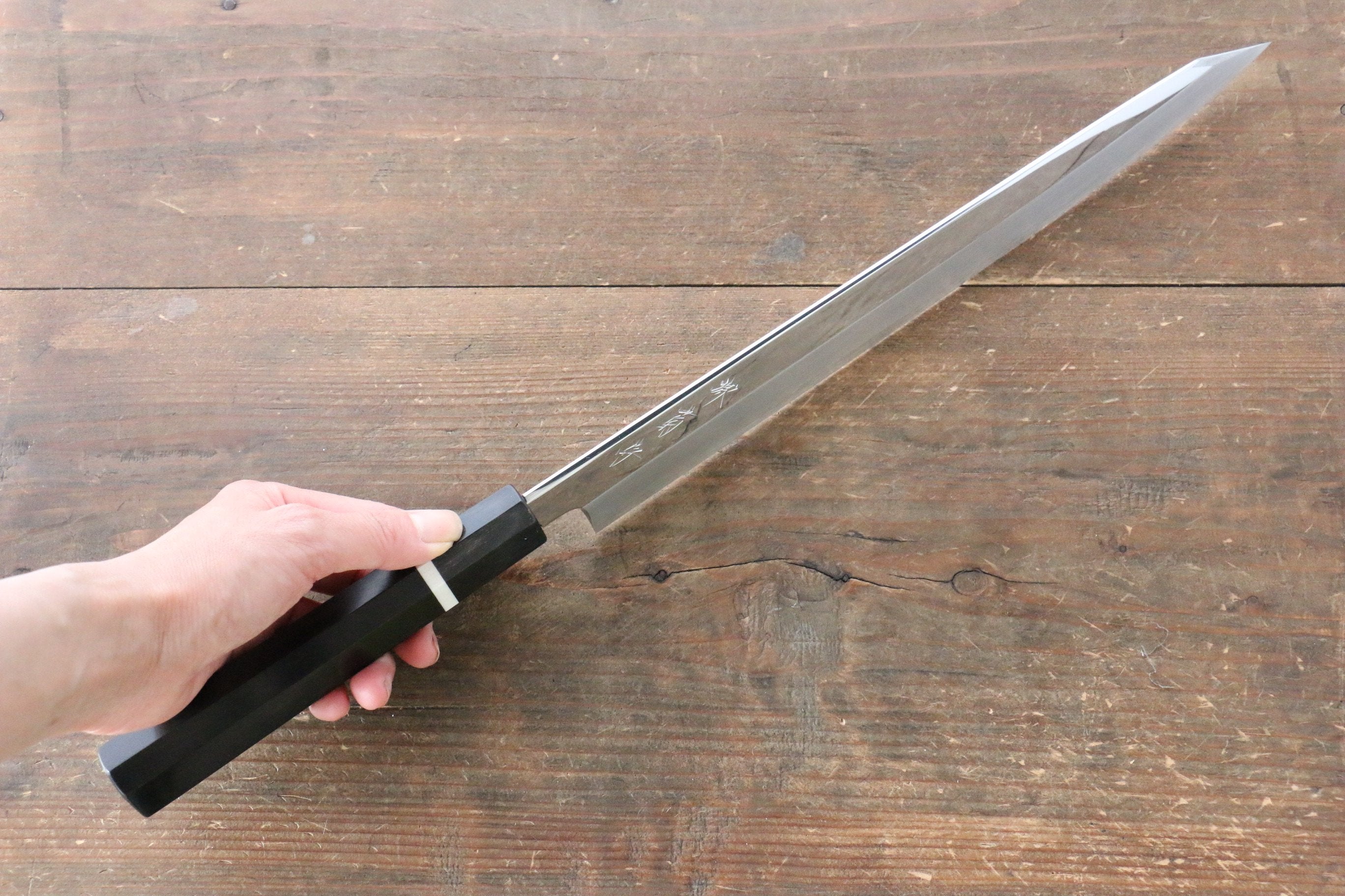 堺 菊守 SG2 鏡面處理 切付柳刃  300mm 黑檀（帶白色環型設計）握把 - 清助刃物