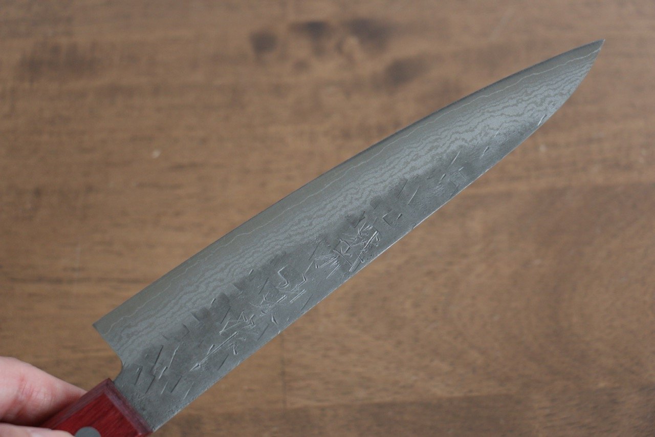山本 直 VG10 鎚目 大馬士革紋 梨地 多用途小刀  160mm 紅合成木 握把 - 清助刃物