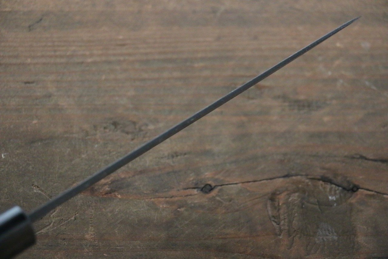 尾形 峻吾 白鋼二號 黑打 大馬士革紋 多用途小刀 150mm 紫檀木 握把 - 清助刃物