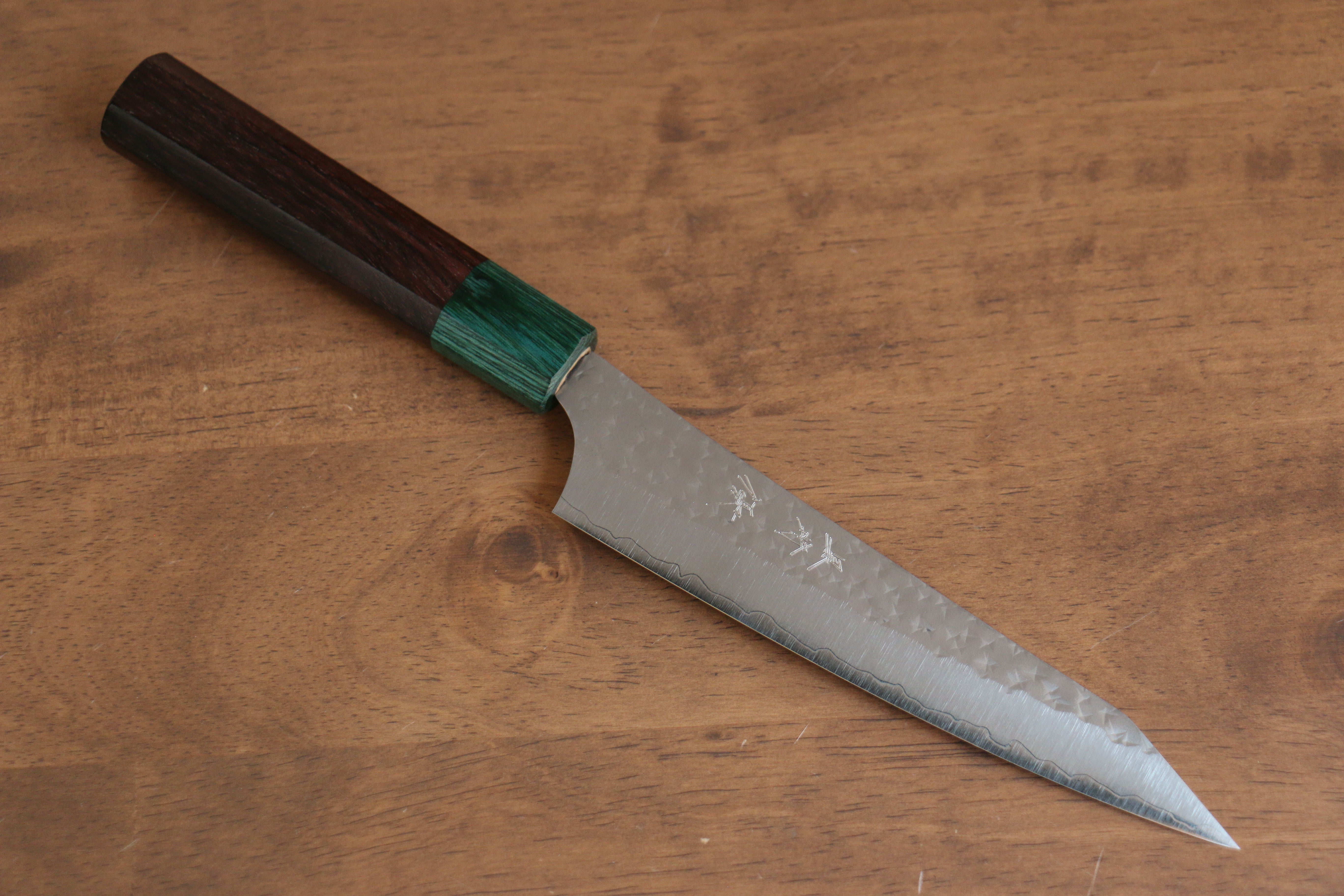 黑崎 優 閃光 銳 SG2 鎚目 多用途小刀  150mm 紫檀木（口輪：綠合成木） 握把 - 清助刃物