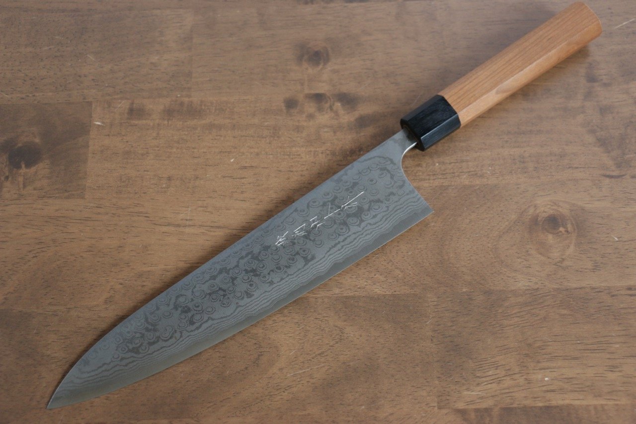 山本 直 VG10 大馬士革紋 牛刀 240mm 櫻桃木 握把 - 清助刃物
