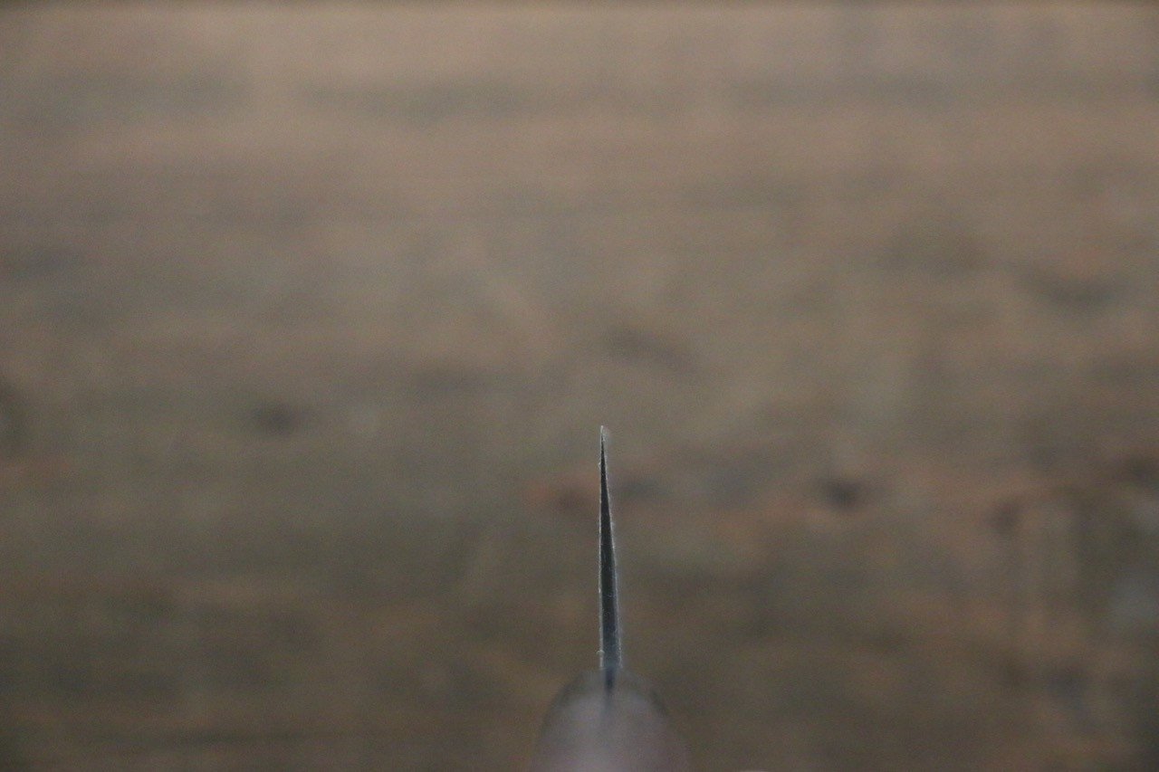 尾形 峻吾 白鋼二號 黑打 大馬士革紋 文化刀 180mm 紫檀木 握把 - 清助刃物