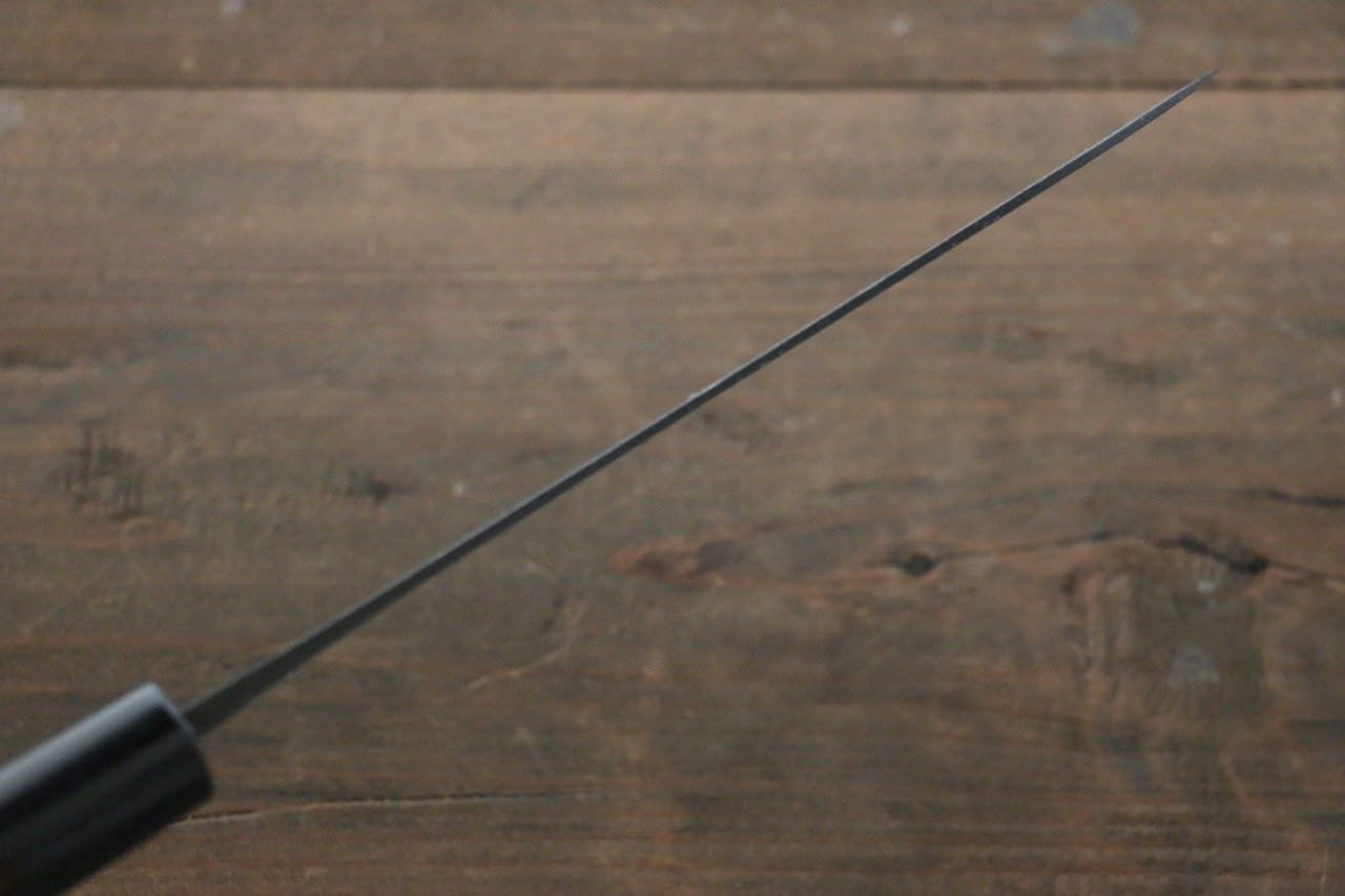 尾形 峻吾 白鋼二號 黑打 大馬士革紋 三德刀 180mm 紫檀木 握把 - 清助刃物