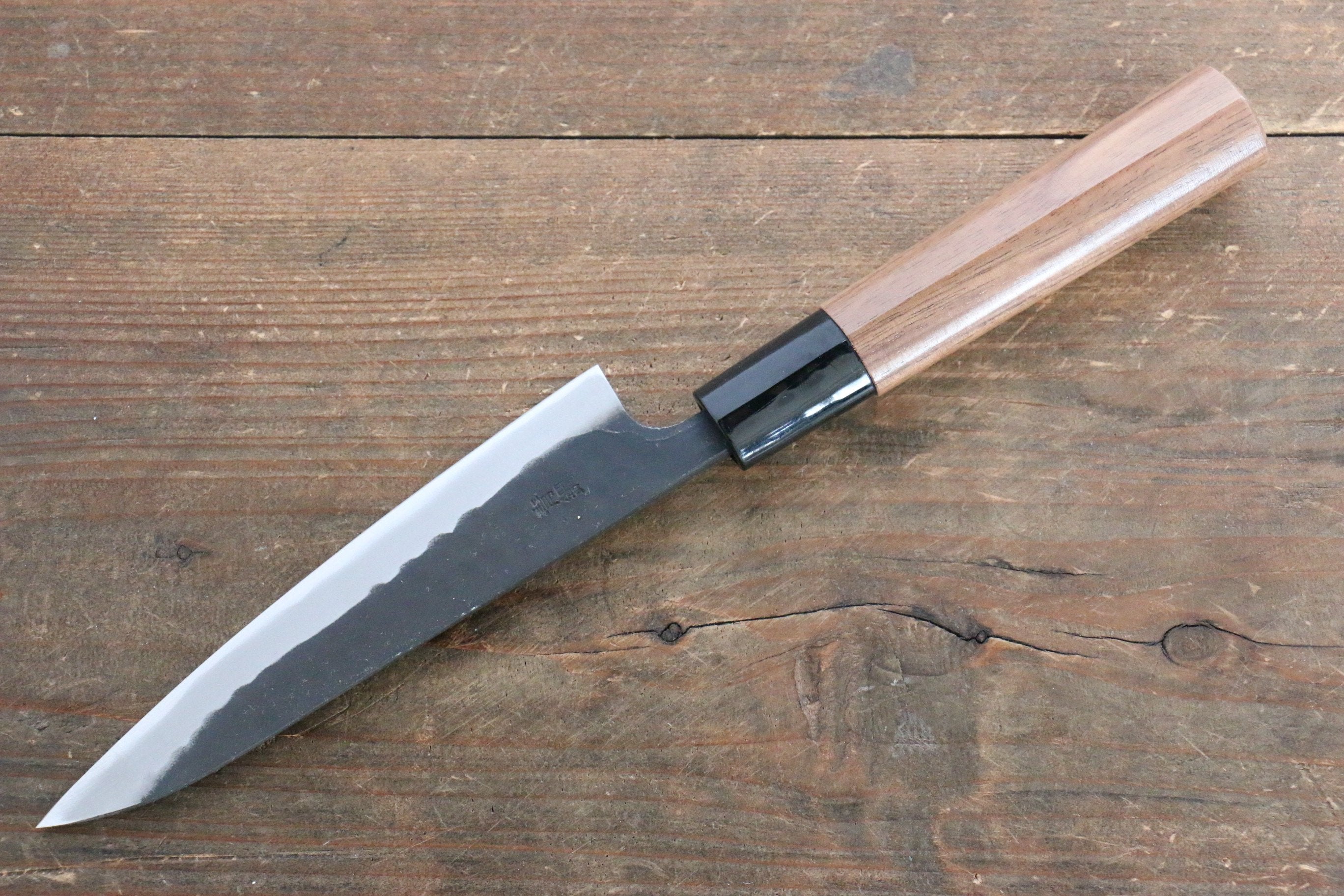 山本 直 青鋼 黑打 多用途小刀  135mm 核桃木握把 - 清助刃物