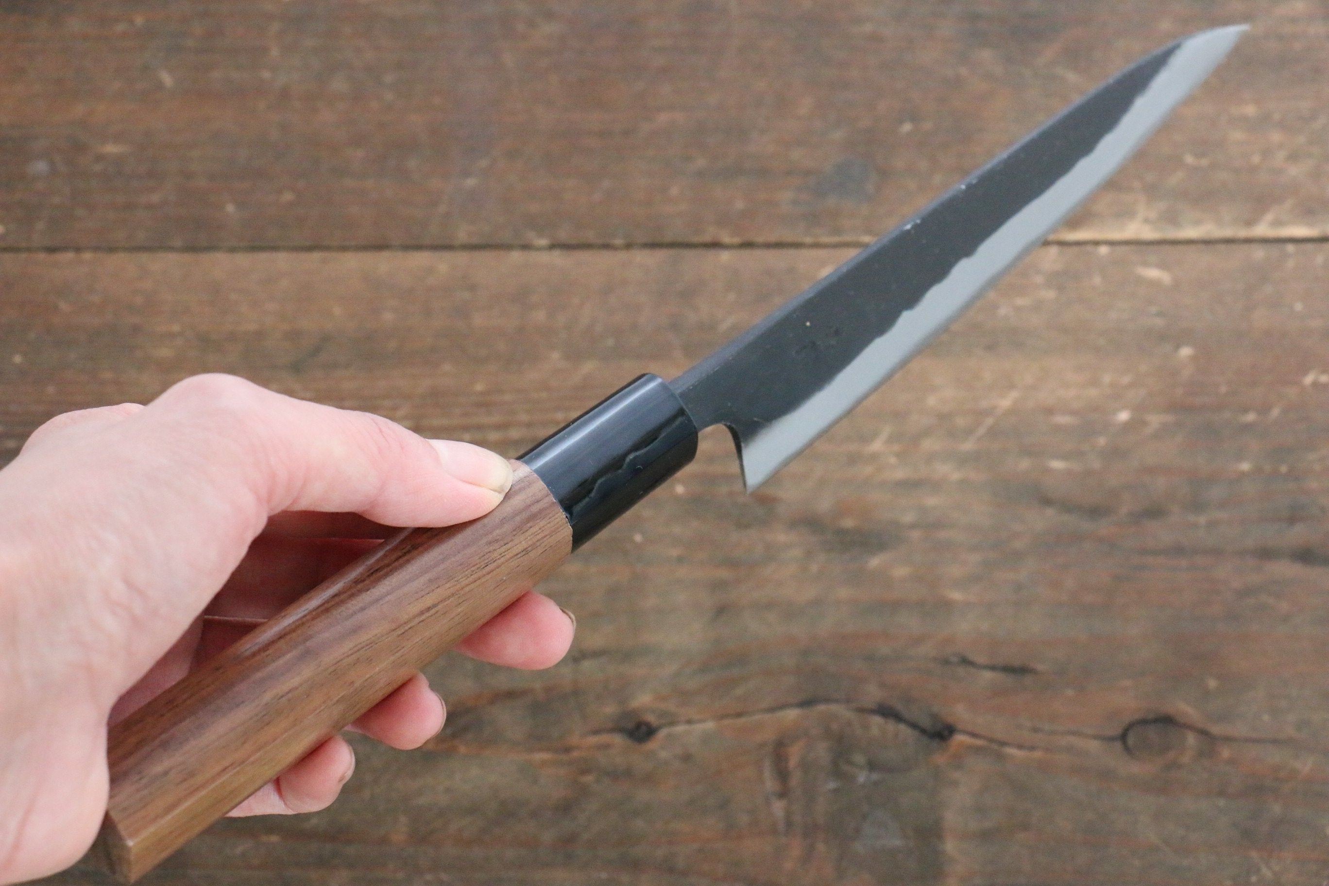 山本 直 青鋼 黑打 多用途小刀  135mm 核桃木握把 - 清助刃物