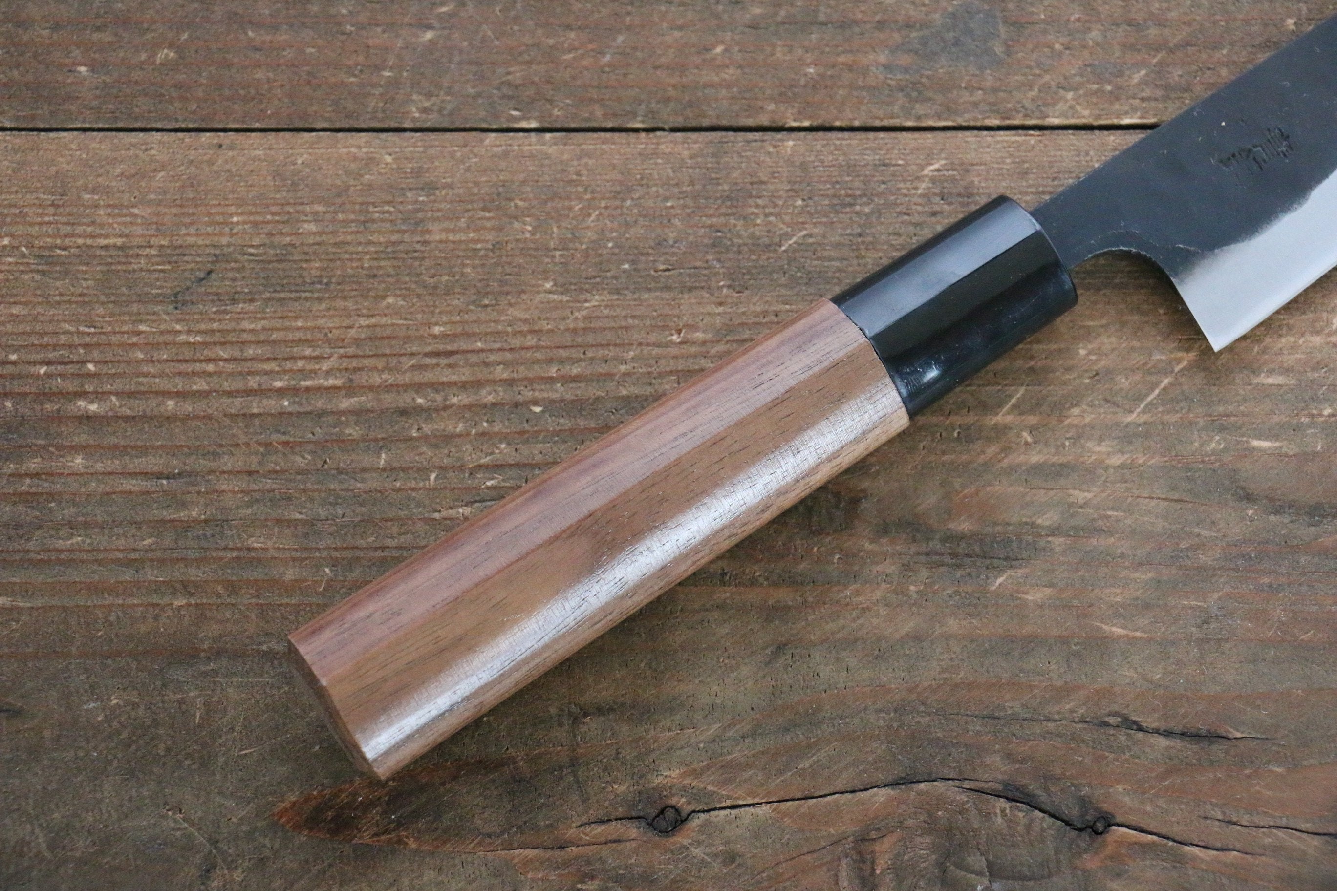 山本 直 青鋼 黑打 多用途小刀  135mm 核桃木握把 - 清助刃物