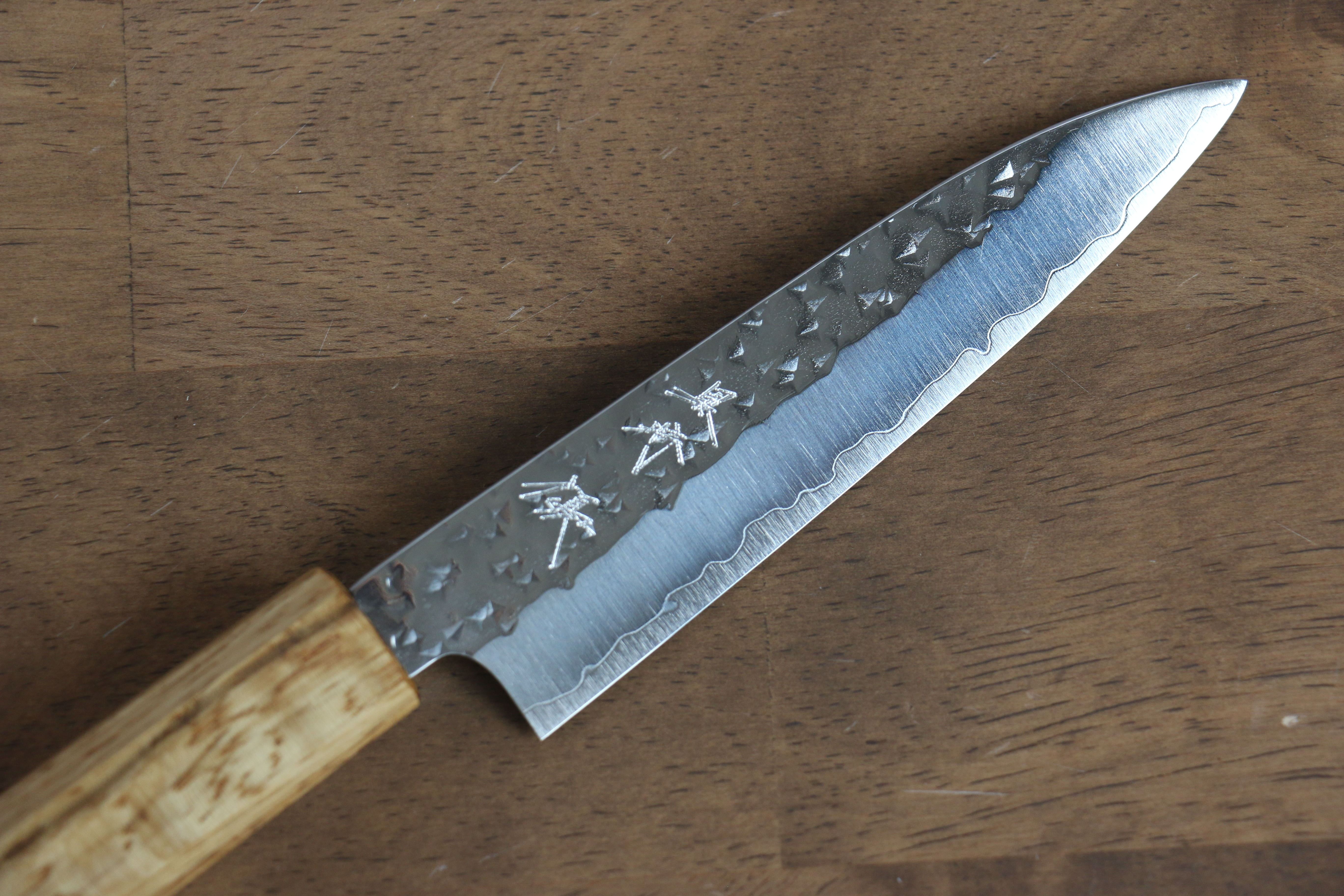 黑崎 優 閃光 SG2 鎚目 多用途小刀  120mm 櫟木漆塗 握把 - 清助刃物