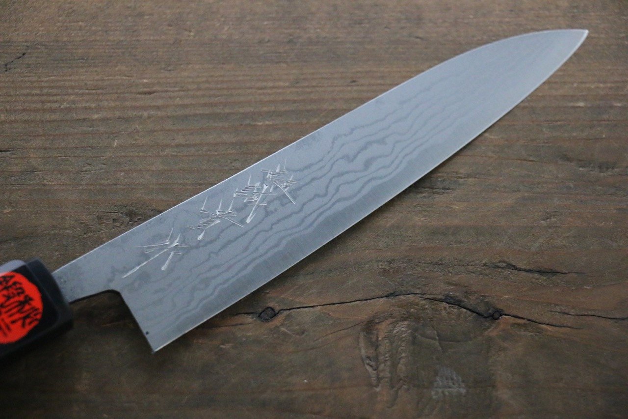 田中 誠貴 青鋼二號 大馬士革紋 多用途小刀  150mm 核桃木握把 - 清助刃物